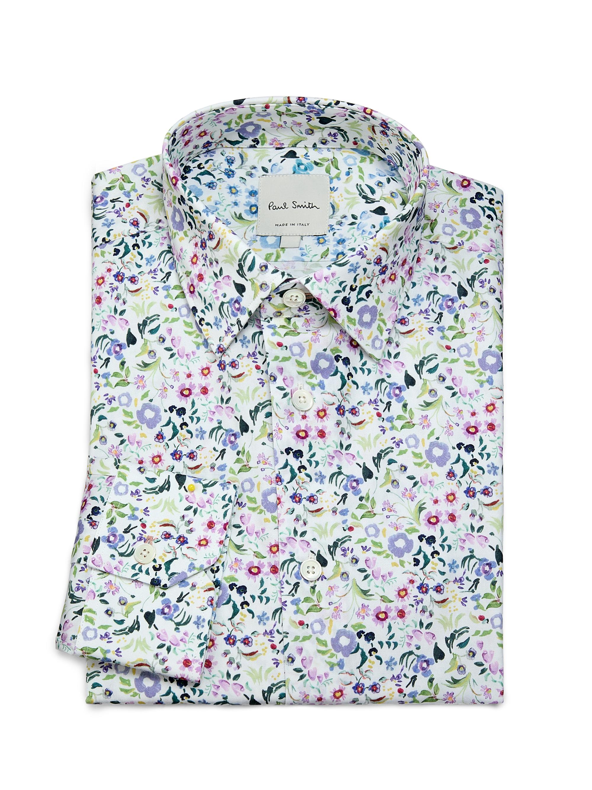Paul Smith Men's Tailored-Fit Floral Cotton Shirt | Thumbnail 2