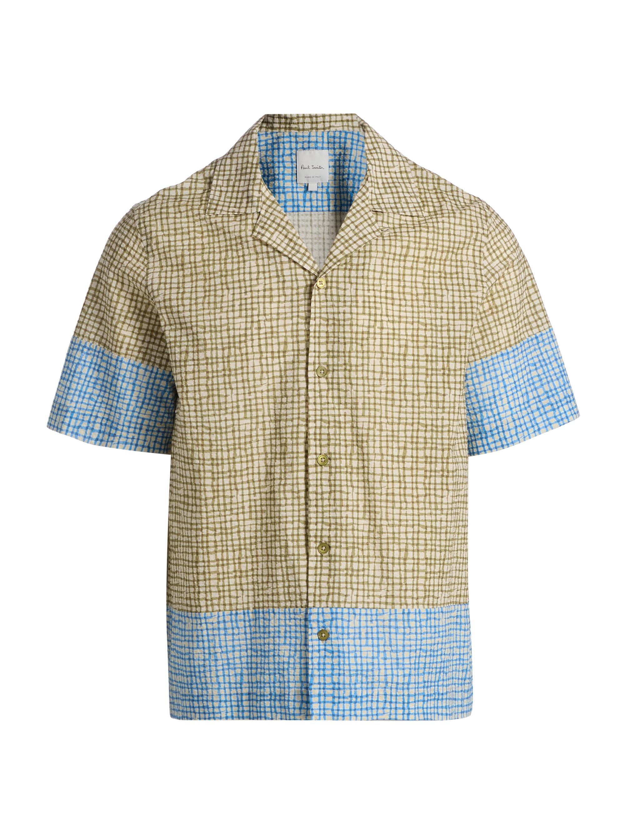 Paul Smith Men's Grid Cotton Camp Shirt - Military Green | Thumbnail 8