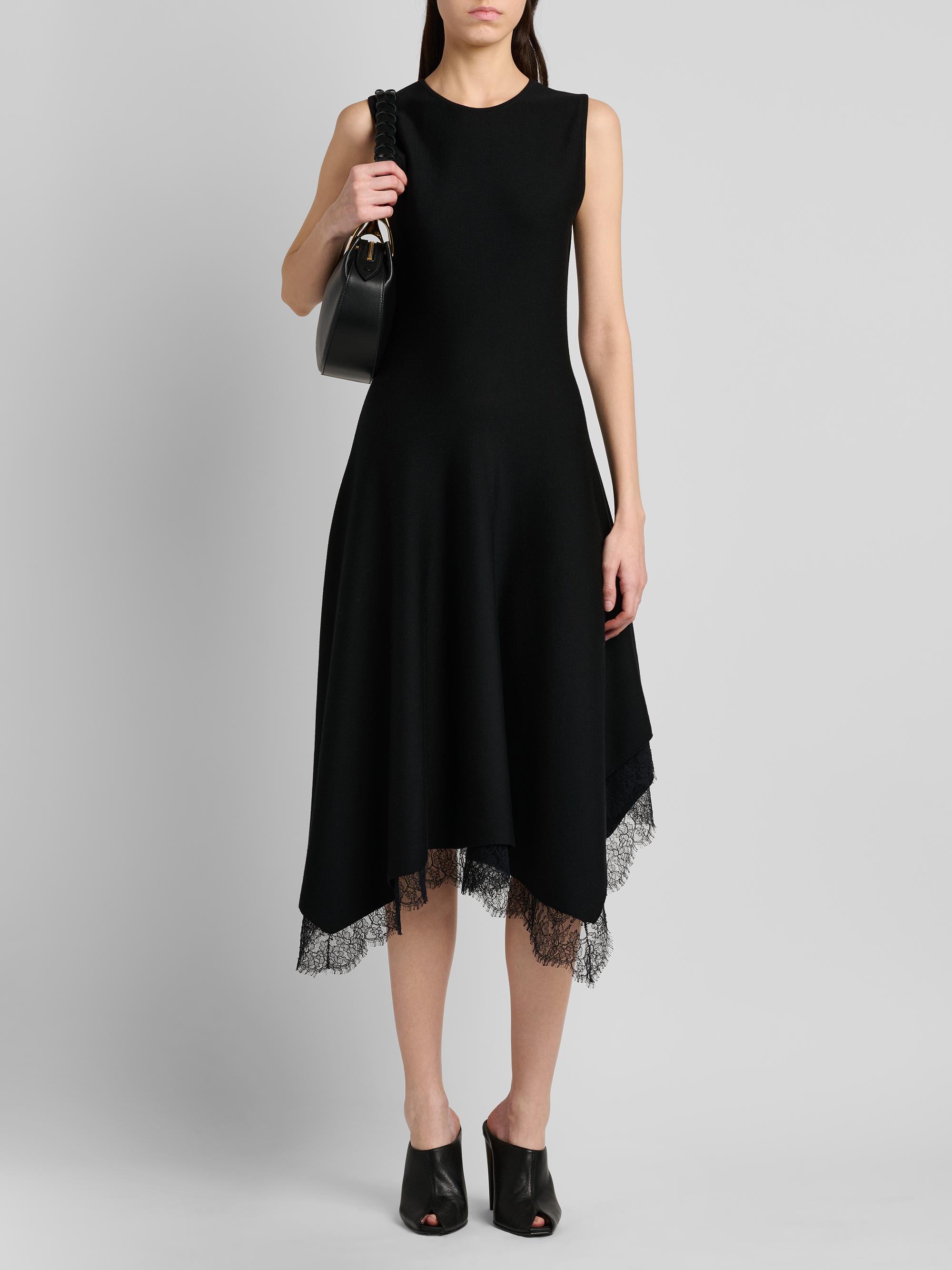 McQueen Women's Asymmetric Lace-Trim Midi Dress - Black | Thumbnail 3