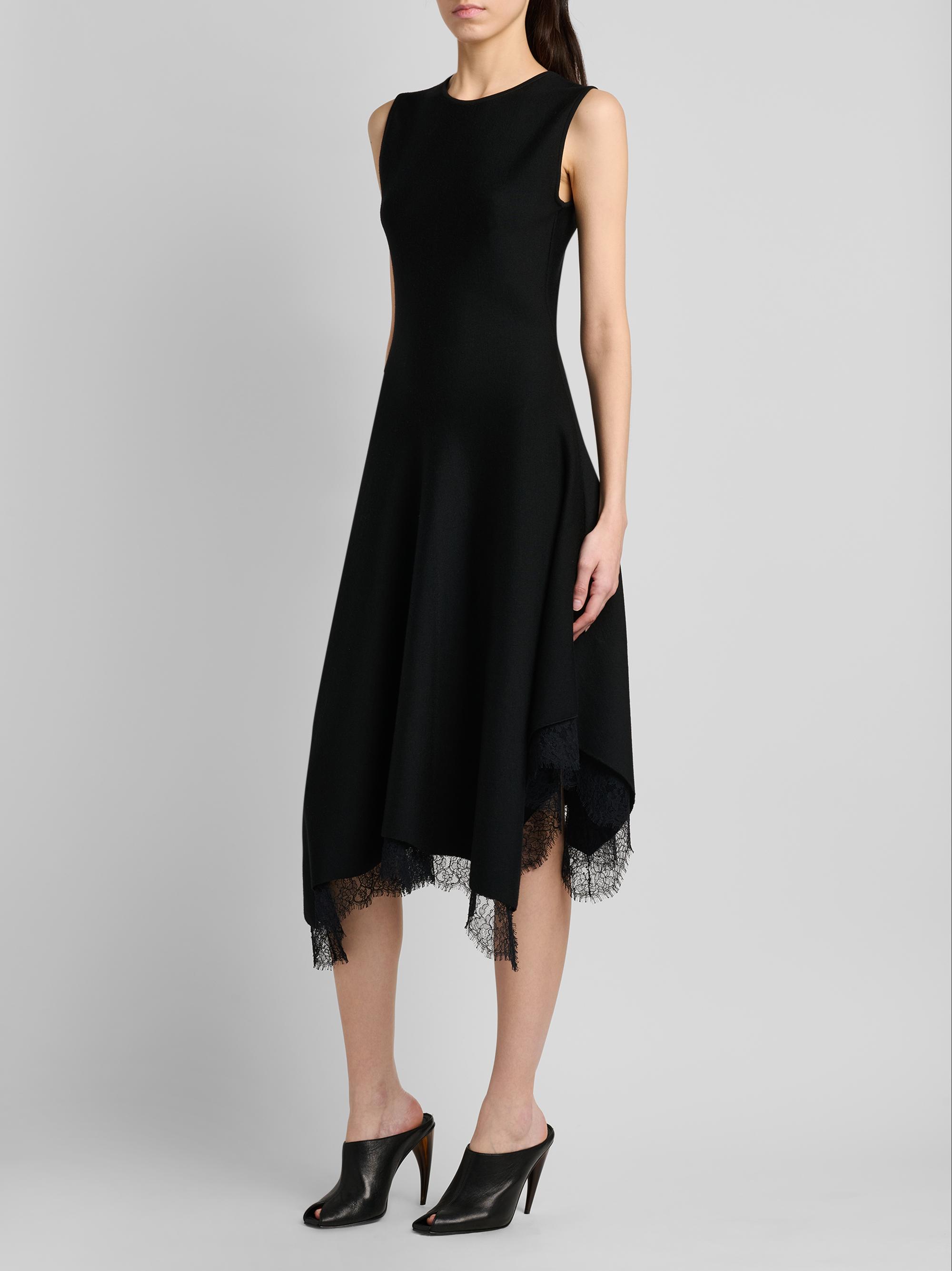 McQueen Women's Asymmetric Lace-Trim Midi Dress - Black | Thumbnail 4