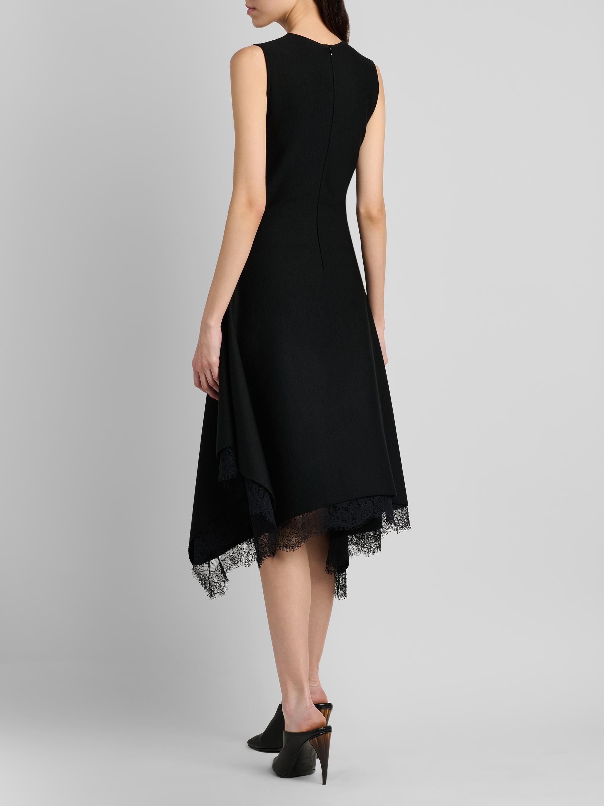 McQueen Women's Asymmetric Lace-Trim Midi Dress - Black | Thumbnail 5