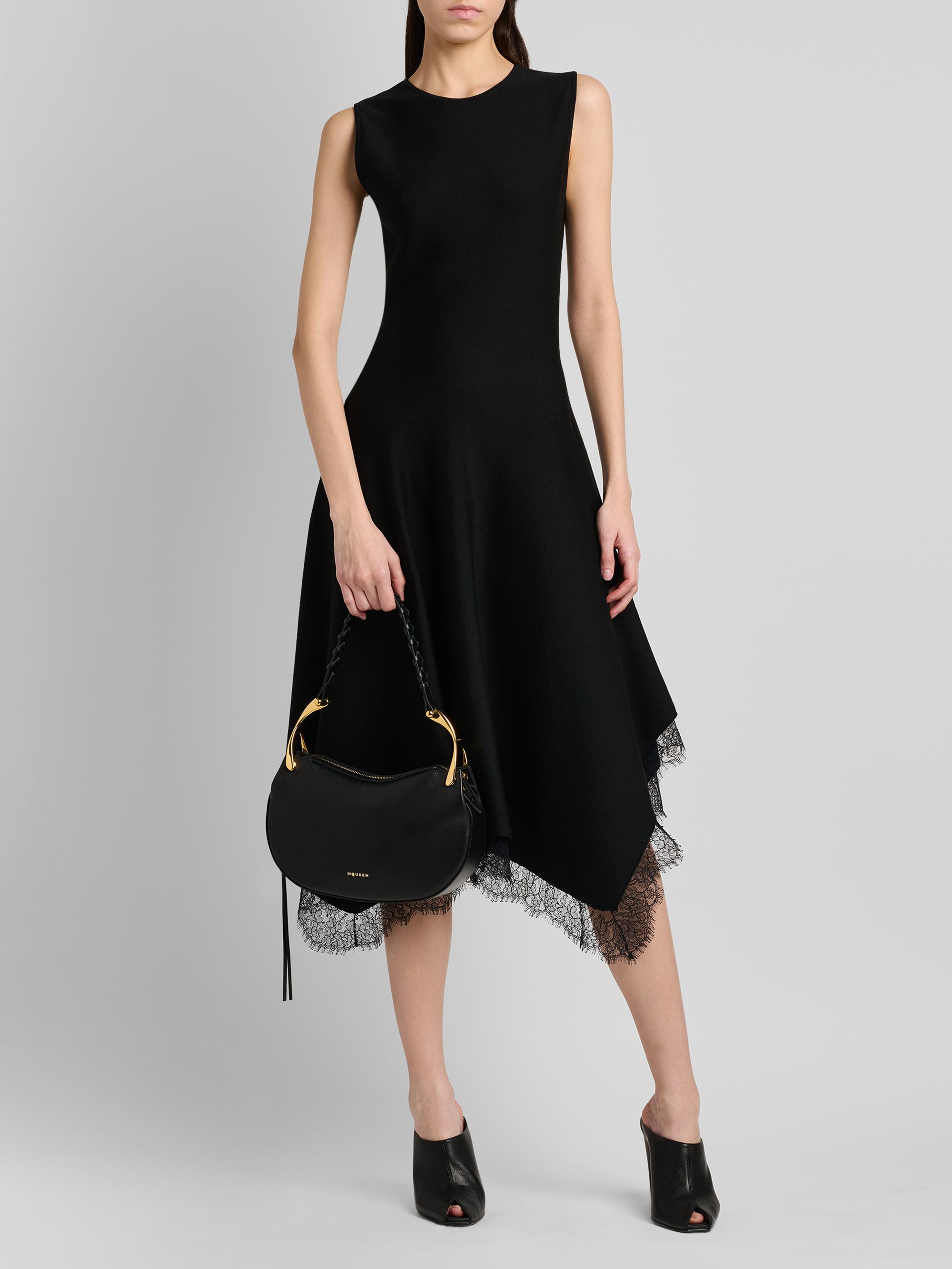 McQueen Women's Asymmetric Lace-Trim Midi Dress - Black | Thumbnail 2