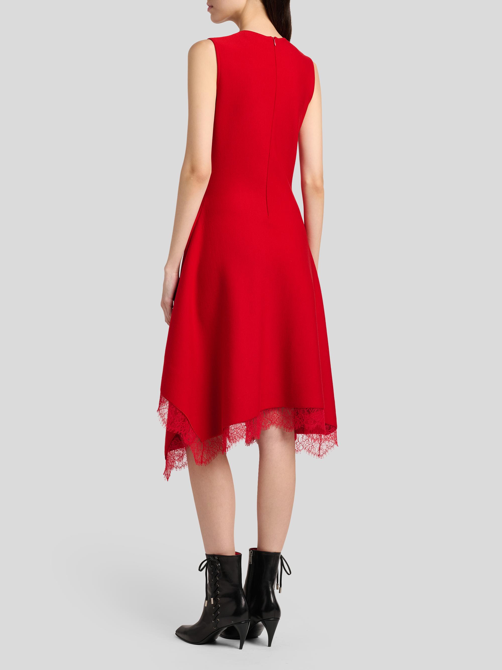 McQueen Women's Asymmetric Lace-Trim Midi Dress - Love Red | Thumbnail 5