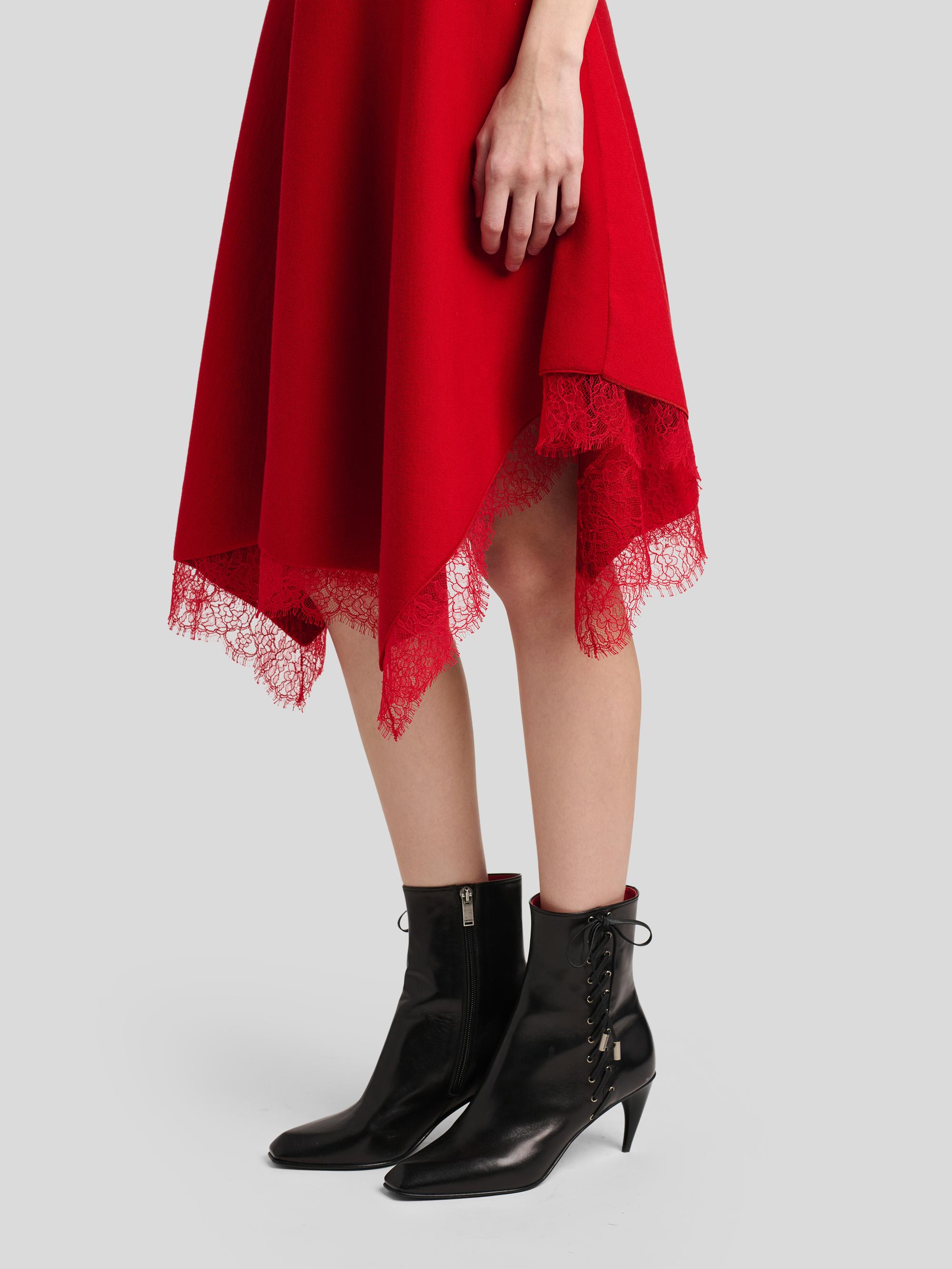 McQueen Women's Asymmetric Lace-Trim Midi Dress - Love Red | Thumbnail 6
