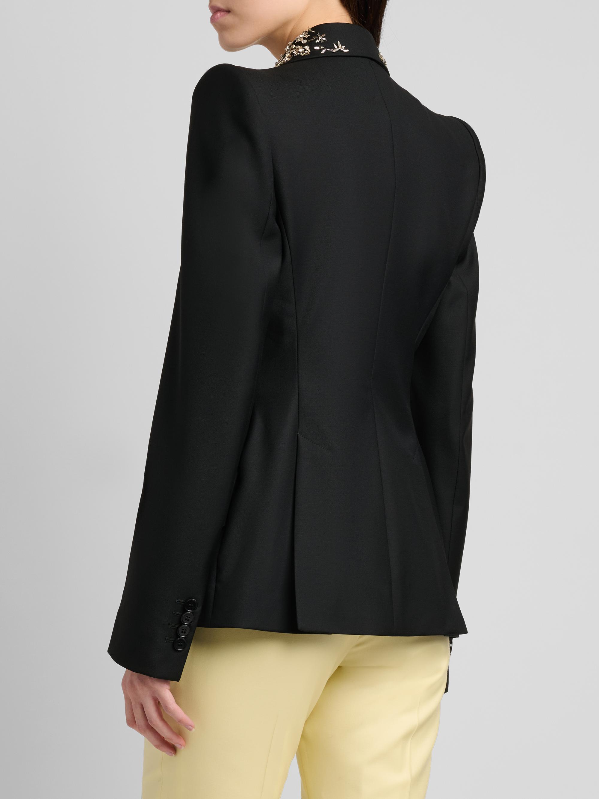 McQueen Women's Floral-Embellished Wool One-Button Blazer - Black | Thumbnail 5