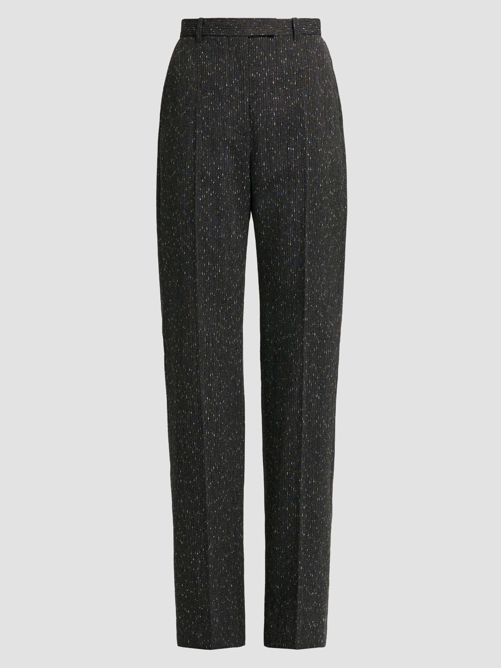 McQueen Women's Speckled Wool Slim-Straight Trousers - Grey