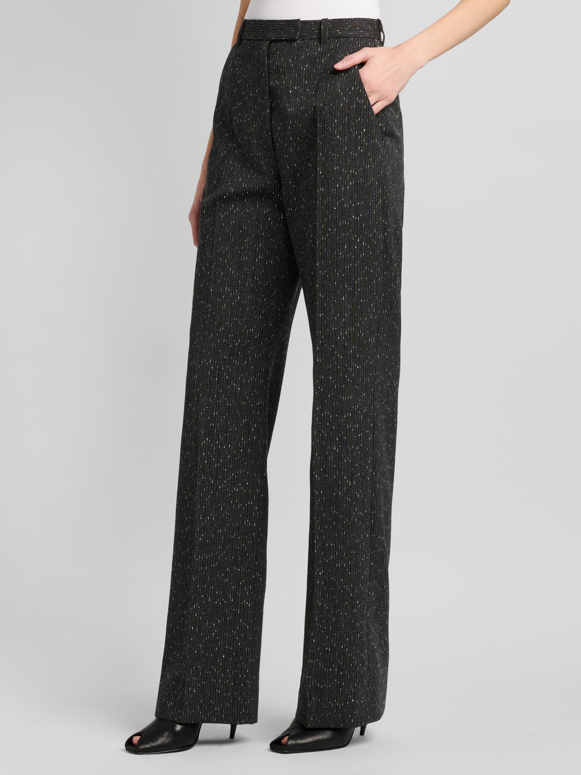McQueen Women's Speckled Wool Slim-Fit Straight-Leg Trousers - Grey | Thumbnail 4