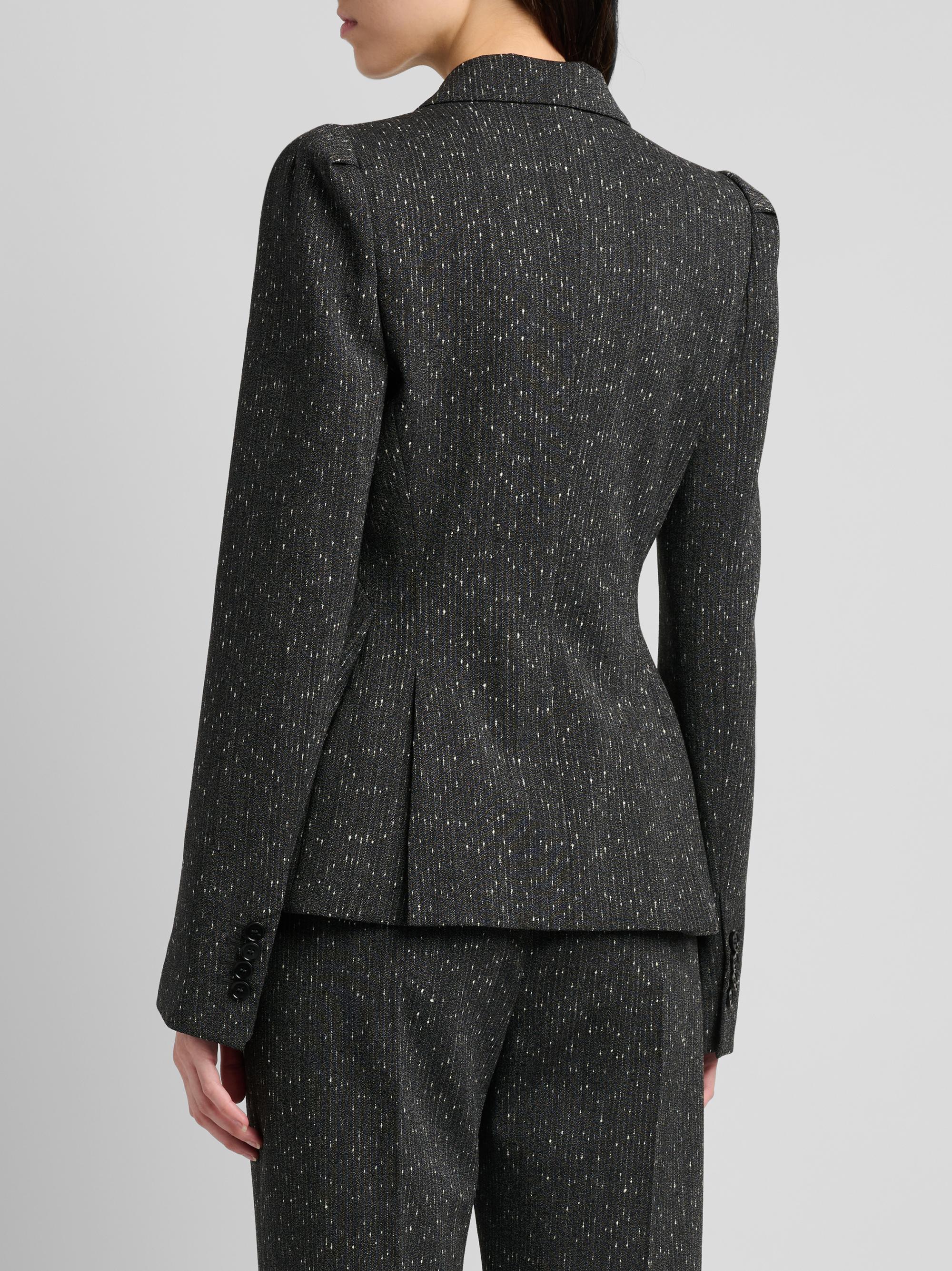 McQueen Women's Speckled Wool One-Button Blazer - Grey | Thumbnail 5