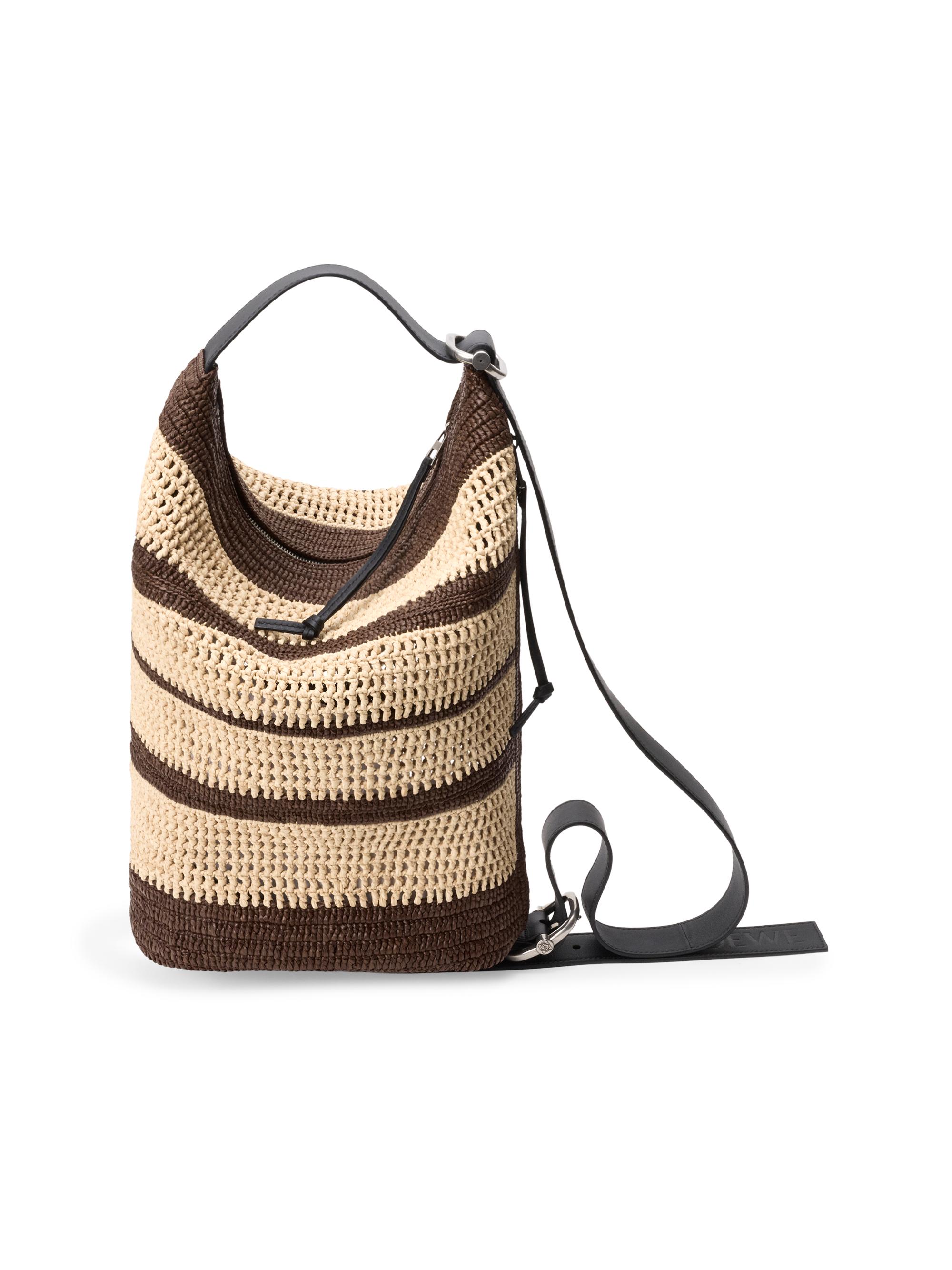 LOEWE Men's  x Paula's Ibiza  Loop Raffia Bucket Bag - Chocolate Natural