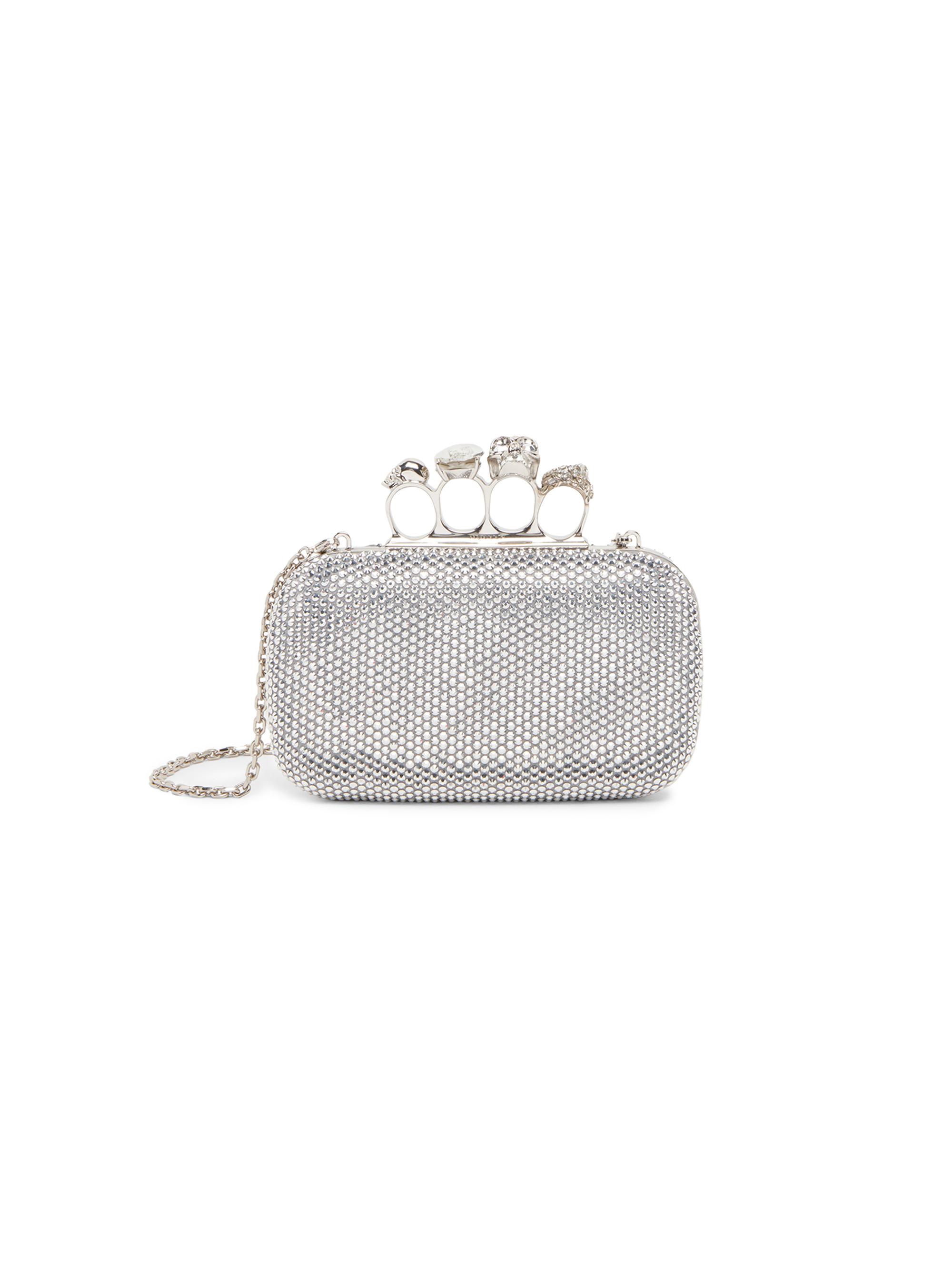 McQueen Women's Embellished Skull Leather Clutch - Lead