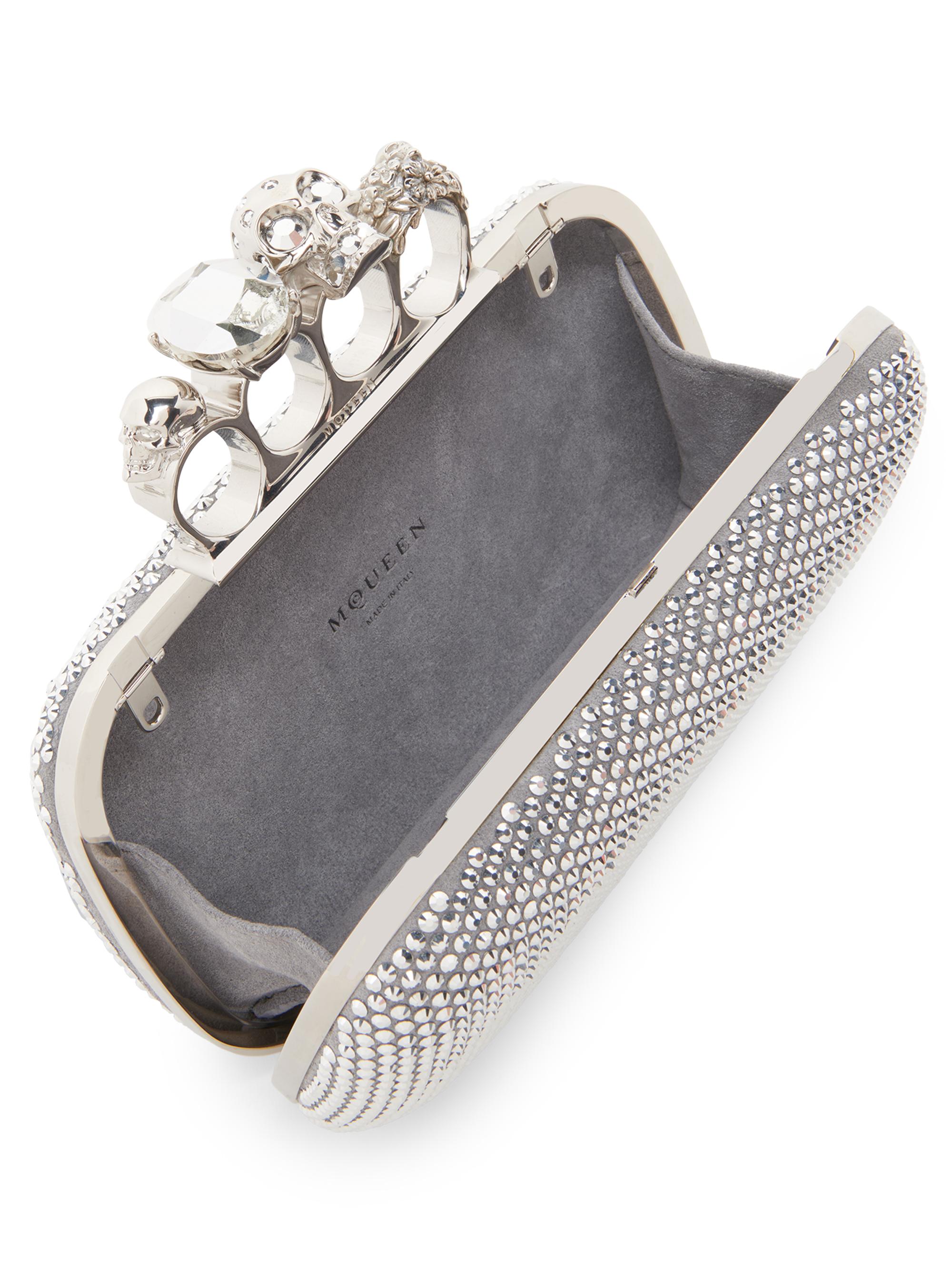 McQueen Women's Embellished Skull Leather Clutch - Lead | Thumbnail 4