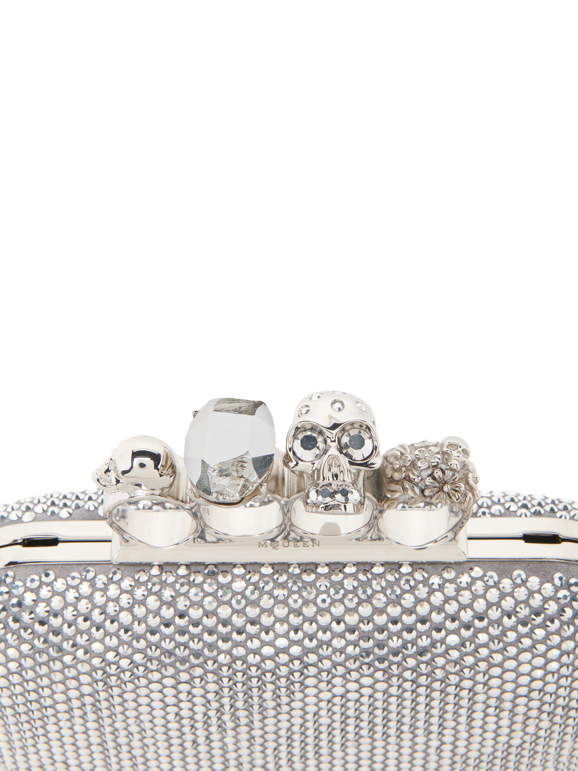 McQueen Women's Embellished Skull Leather Clutch - Lead | Thumbnail 6