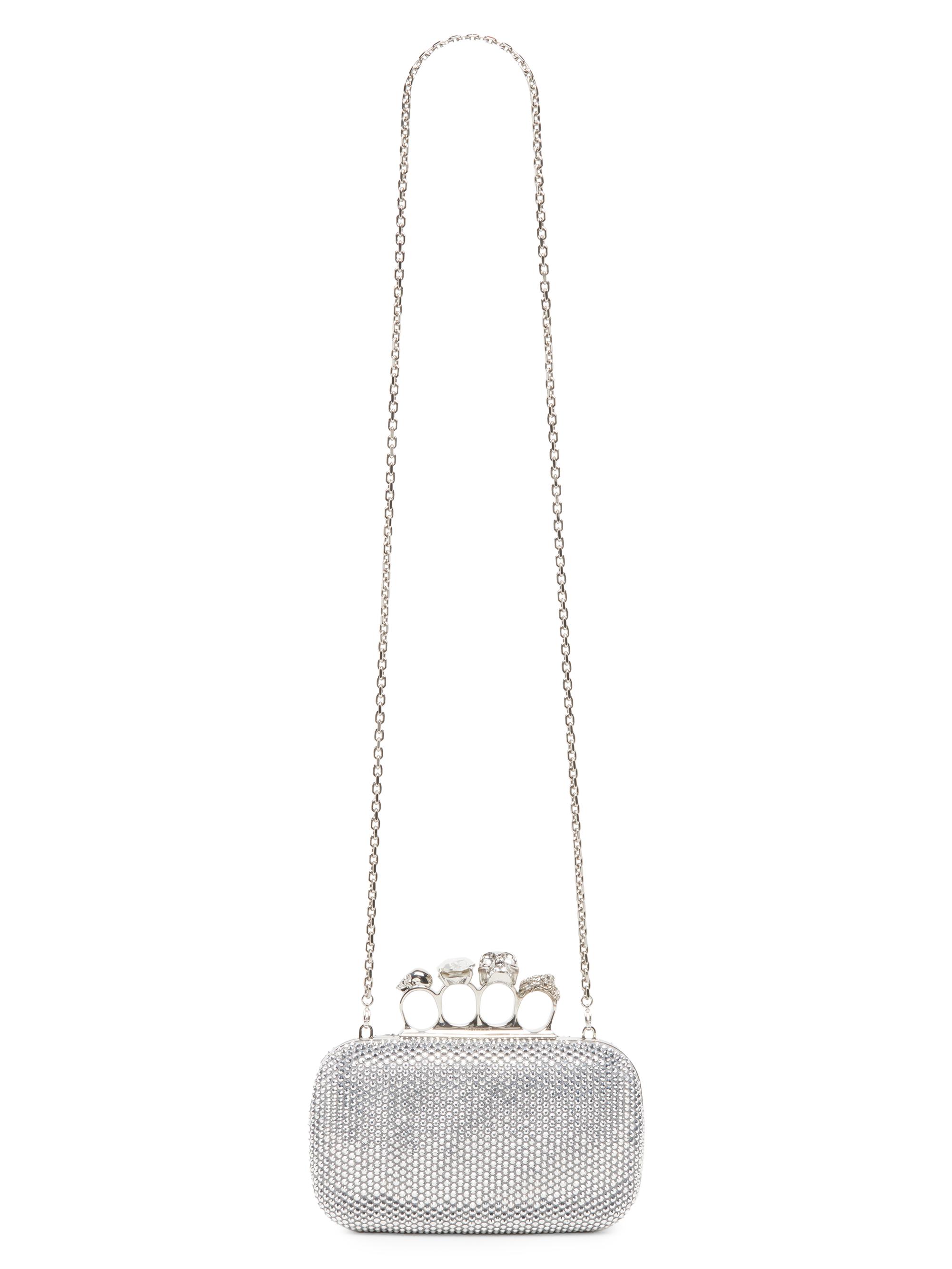 McQueen Women's Embellished Skull Leather Clutch - Lead | Thumbnail 7
