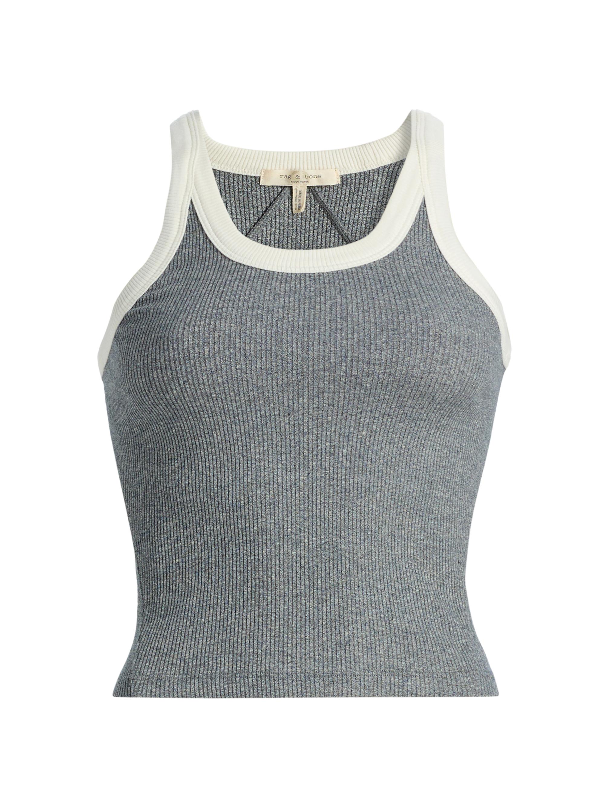 rag & bone Women's The Essential Rib-Knit Cotton-Blend Tank - Heather Grey