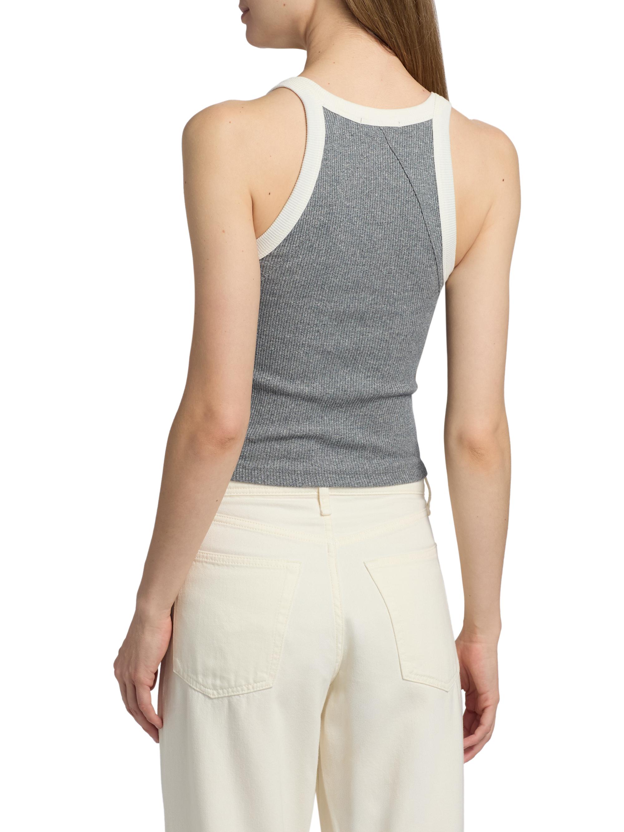 rag & bone Women's The Essential Rib-Knit Cotton-Blend Tank - Heather Grey | Thumbnail 5