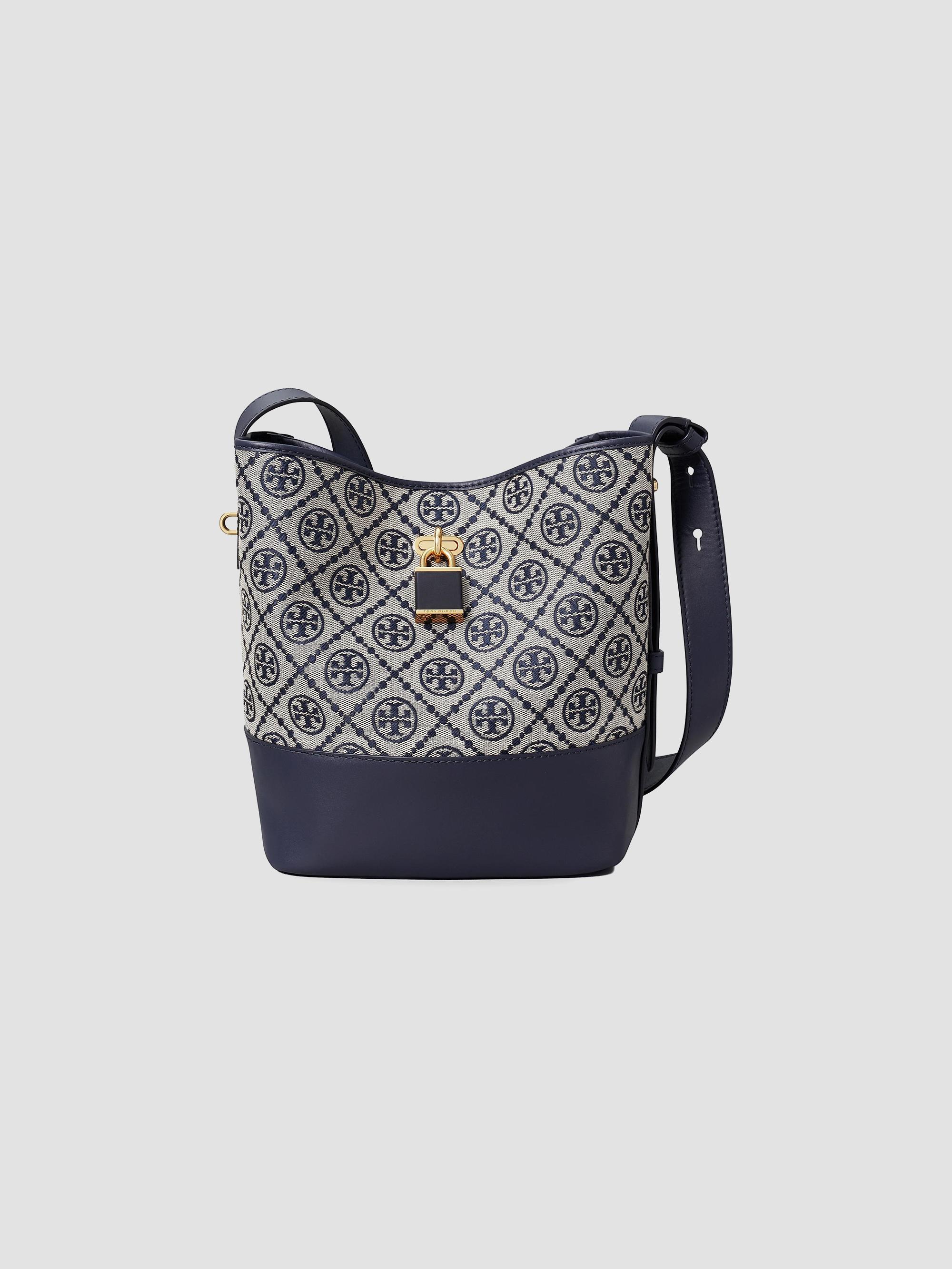 Tory Burch Women's Lock T Monogram Slim  Bucket Bag - Tory Navy | Thumbnail 7