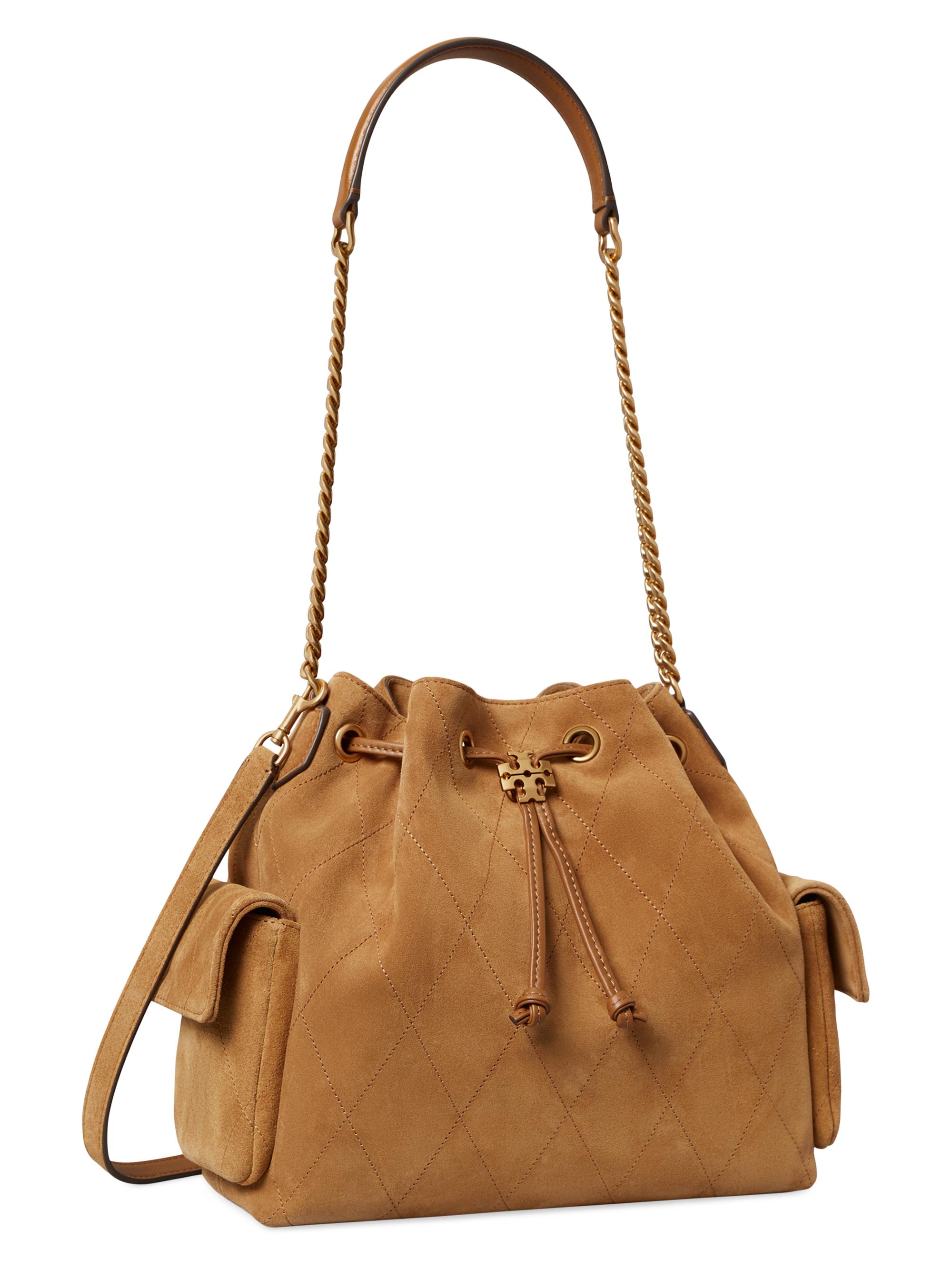Tory Burch Charlie Quilted Suede Drawstring Shoulder Bag | Saks
