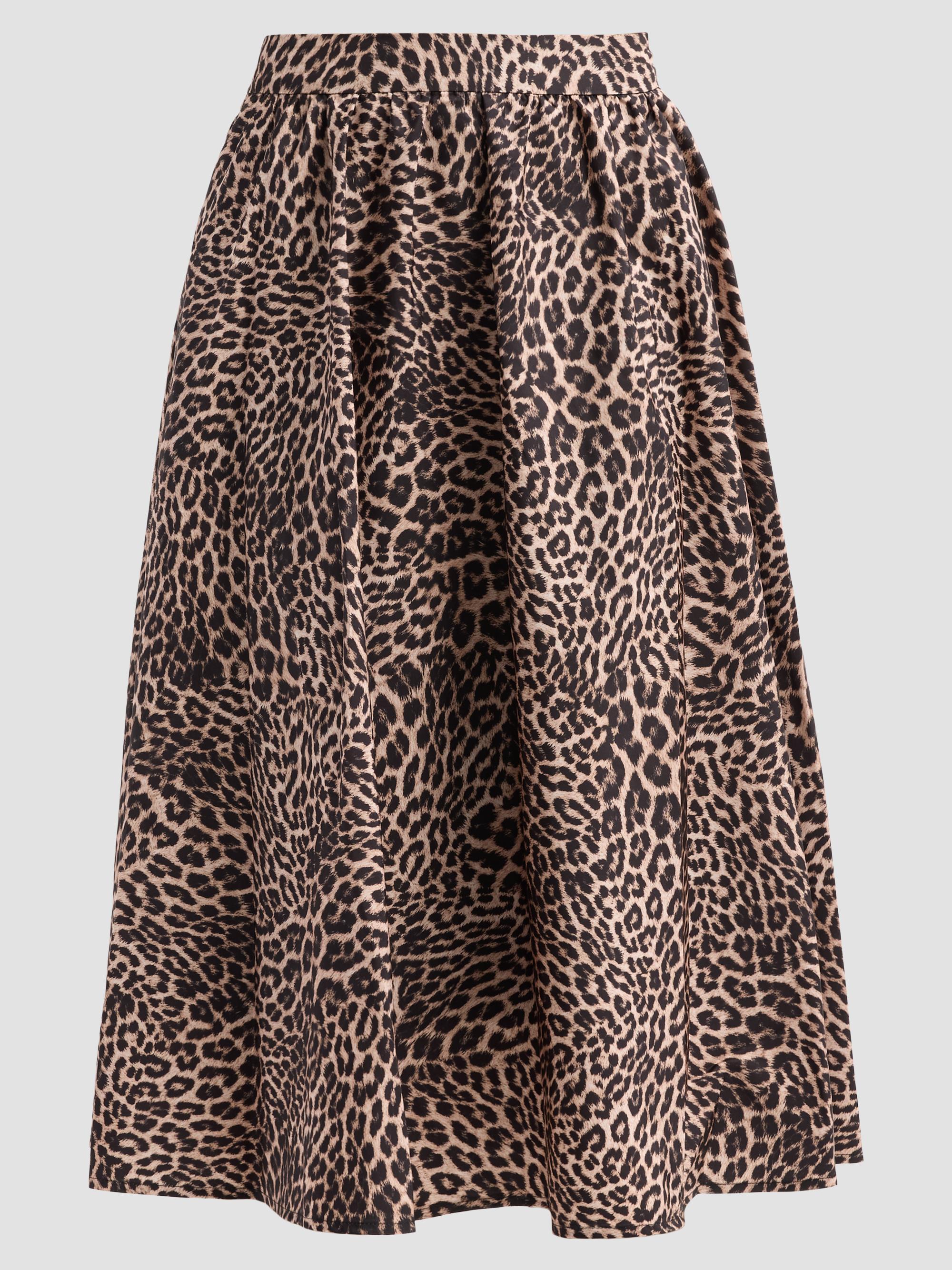 Kobi Halperin Women's Violet Leopard Linen-Blend Midi Skirt - Natural Multi | Thumbnail 6