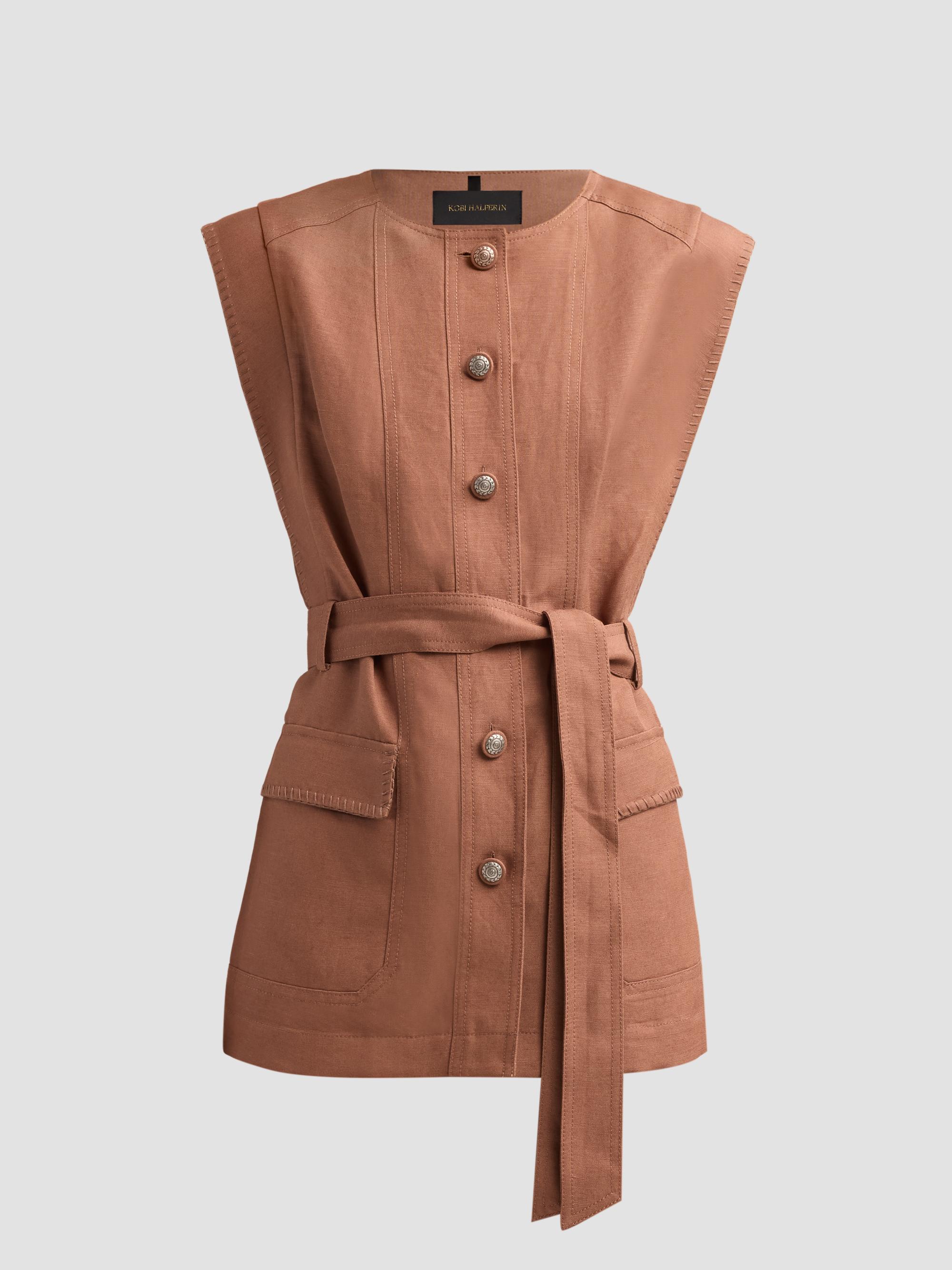Kobi Halperin Women's Beckett Linen-Blend Vest - Cacao | Thumbnail 6