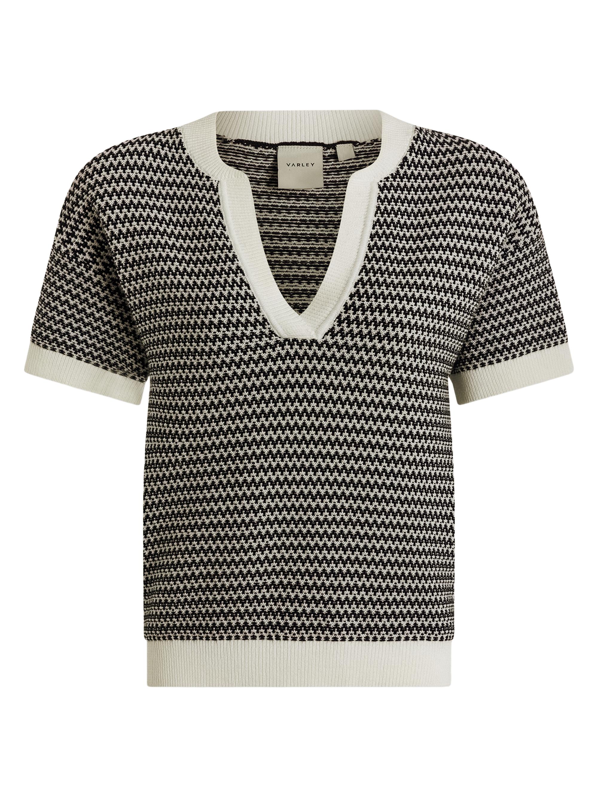 Varley Women's Dora Chevron Knit Top - Snow White Black