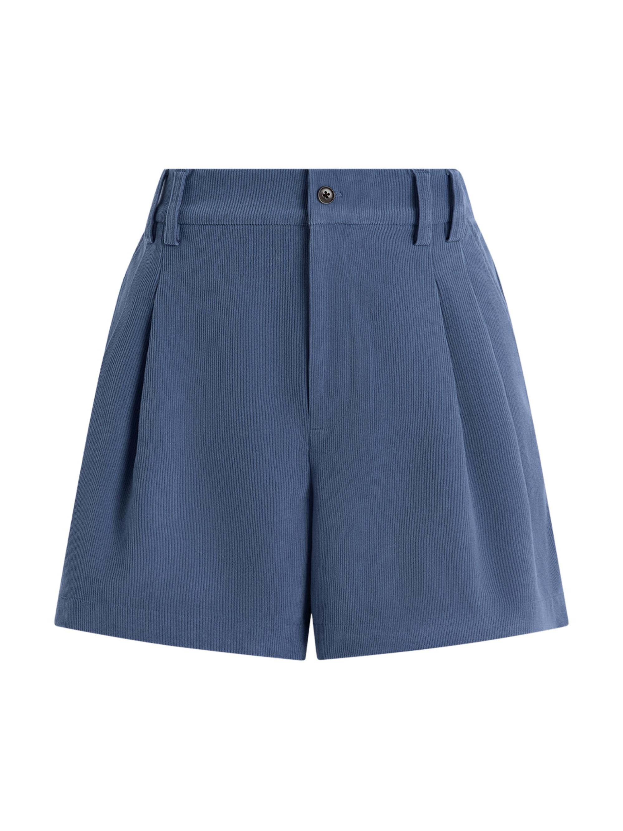 Varley Women's Jorden Pleated Corduroy High-Rise Shorts - Bijou Blue