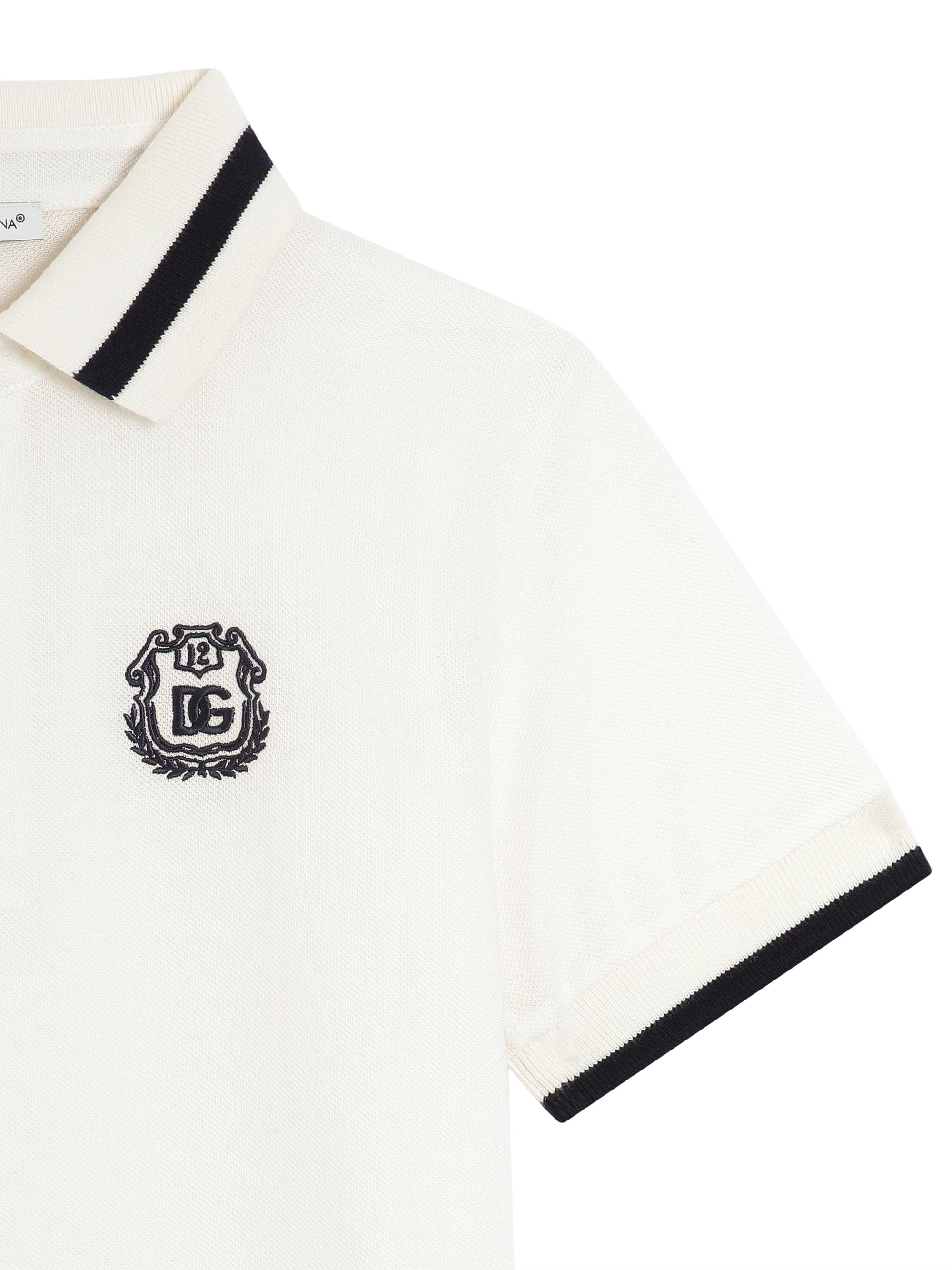 Dolce & Gabbana Little Boy's & Boy's Logo Polo Shirt - Bianco | Thumbnail 4