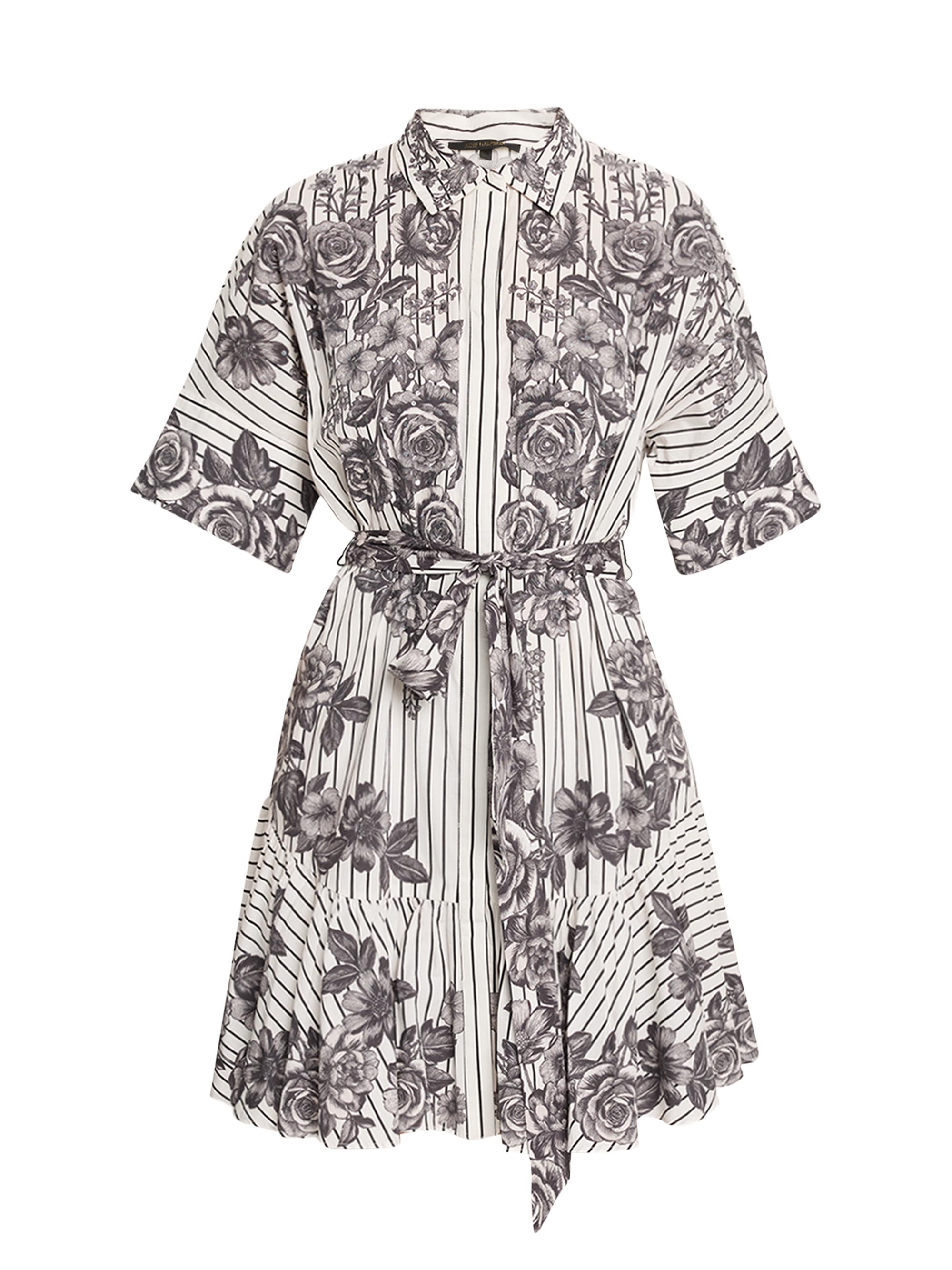 Kobi Halperin Women's Hayden Floral Striped Shirtdress - Black White