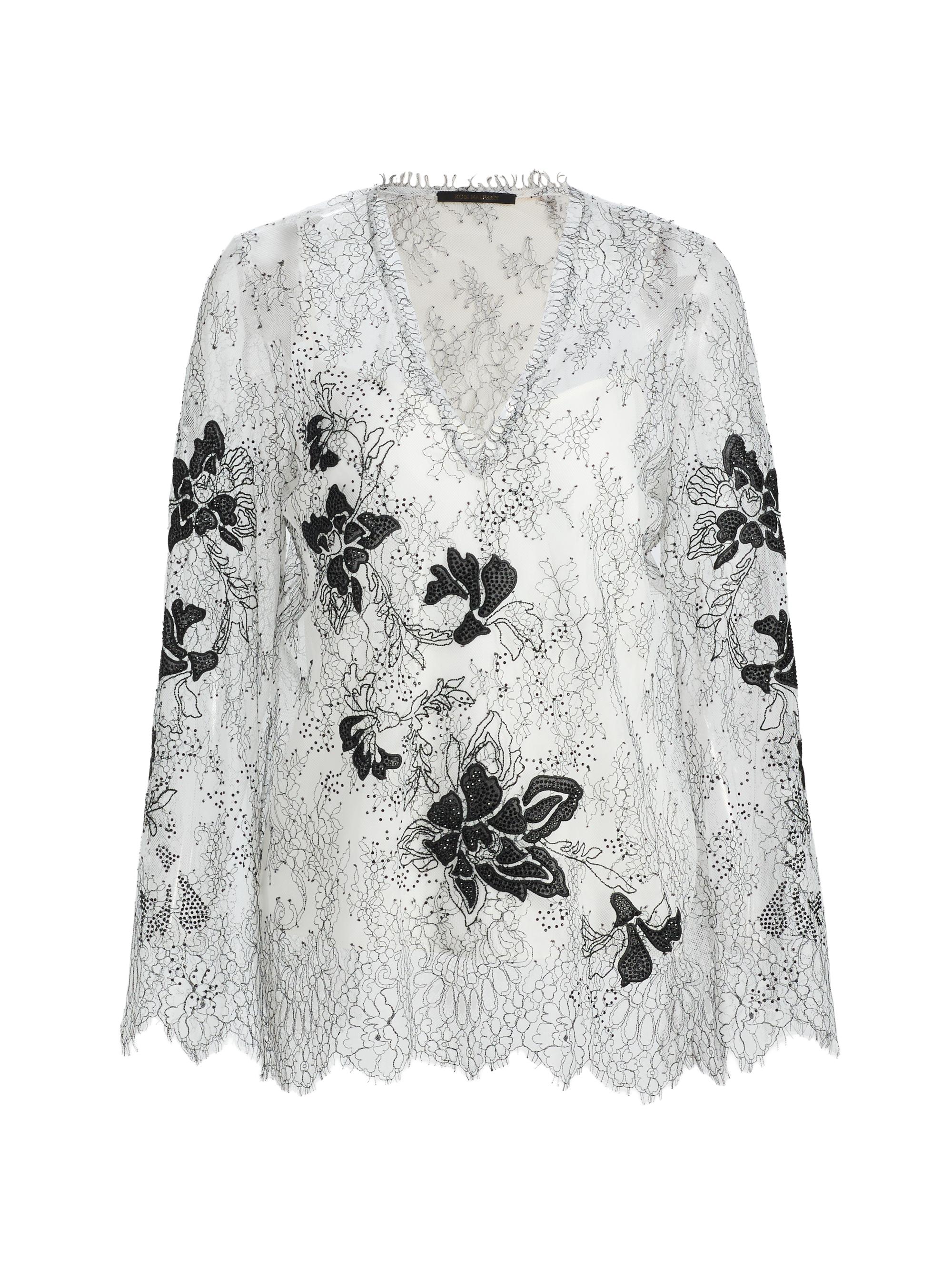 Kobi Halperin Women's Devyn Floral Lace Blouse - White Black