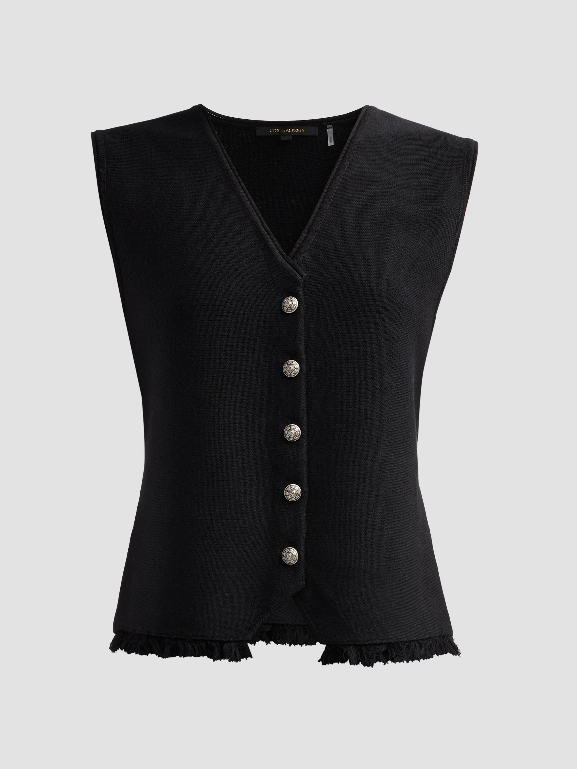 Kobi Halperin Women's Anya Fringe Hem Vest - Black | Thumbnail 6