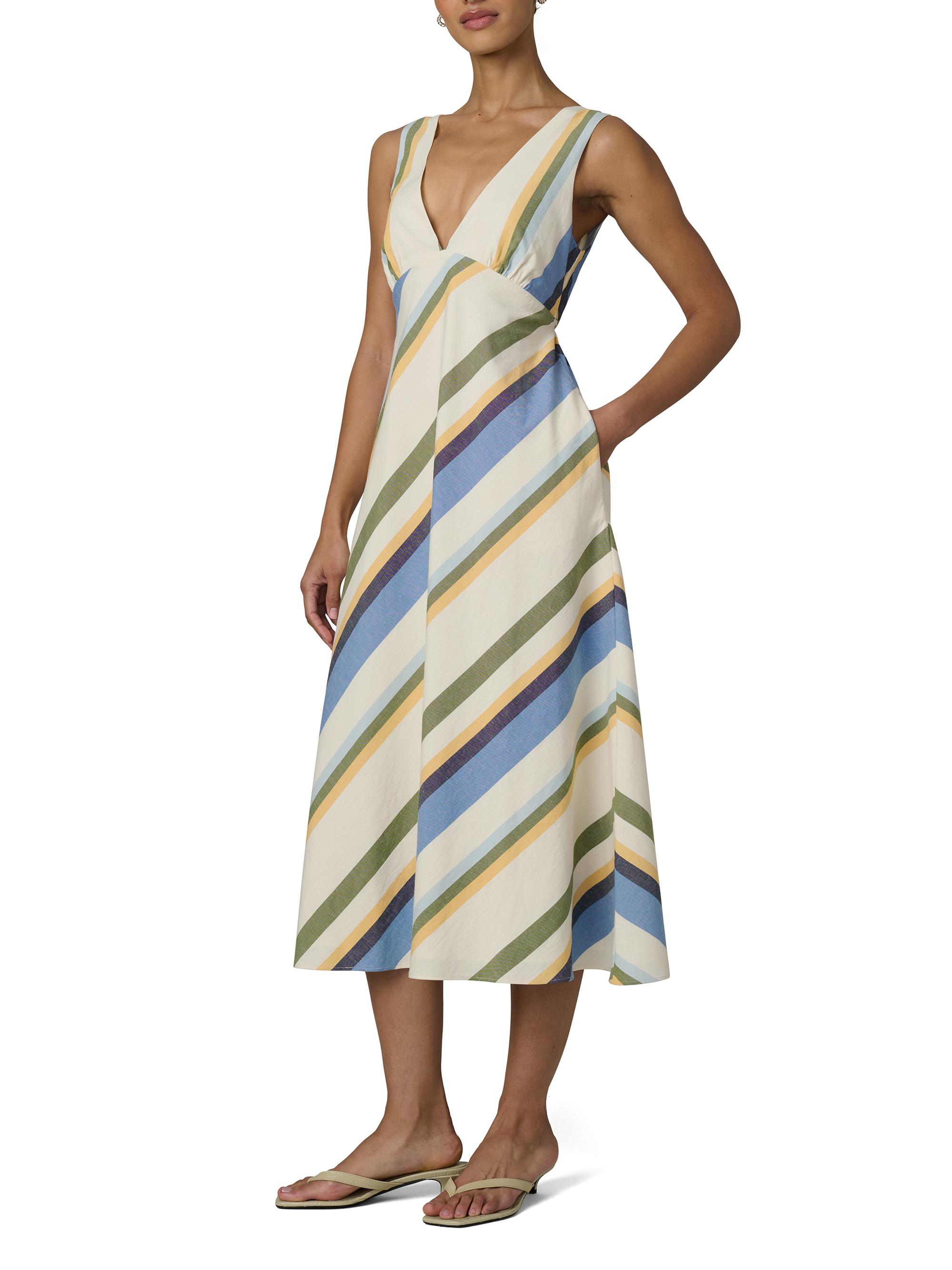 Joe's Jeans Joni Striped Cotton-Blend A-Line Midi-Dress | Saks Fifth Avenue