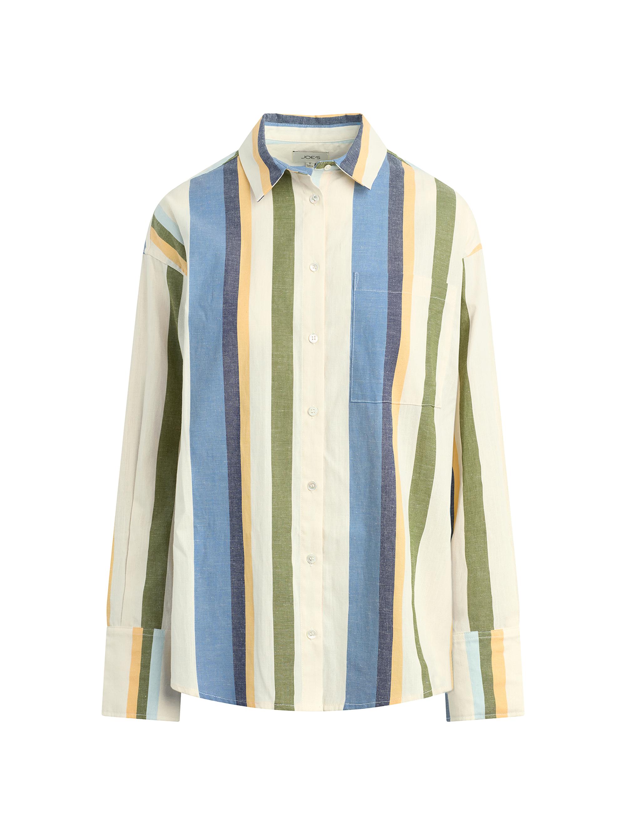 Joe's Jeans Women's The Boyfriend Striped Button-Up Shirt - Azure Multi Stripe