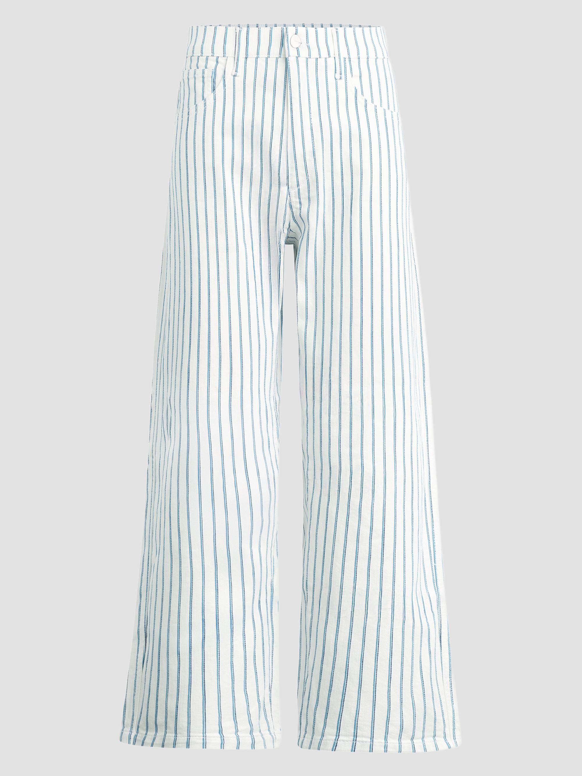 Joe's Jeans Women's The Mia Stripe Wide-Leg Ankle Jeans - Blue Multi Stripe | Thumbnail 8