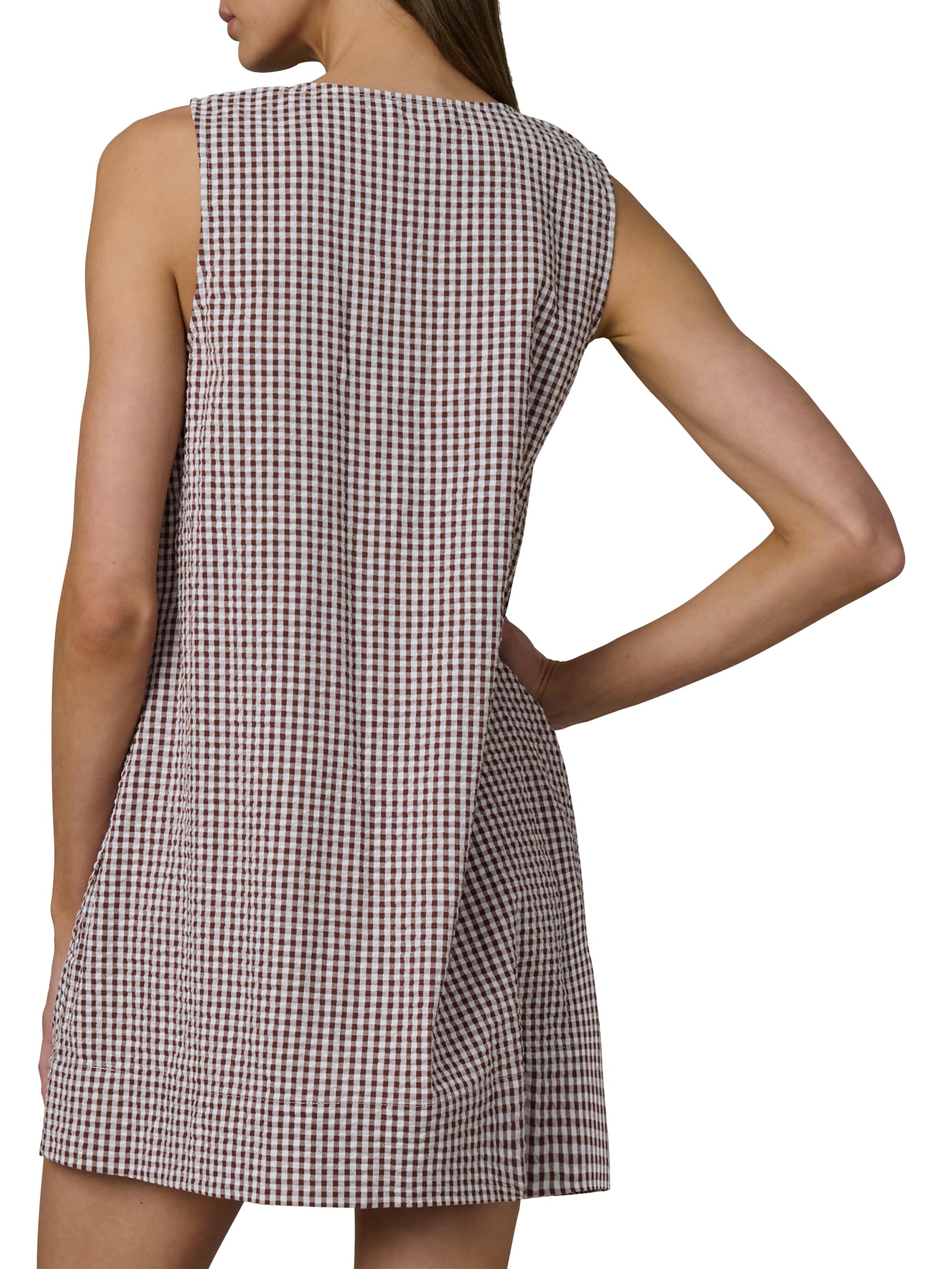 Joe's Jeans Women's Ana Gingham Cotton-Blend Shift Minidress - Macchiato Gingham | Thumbnail 4