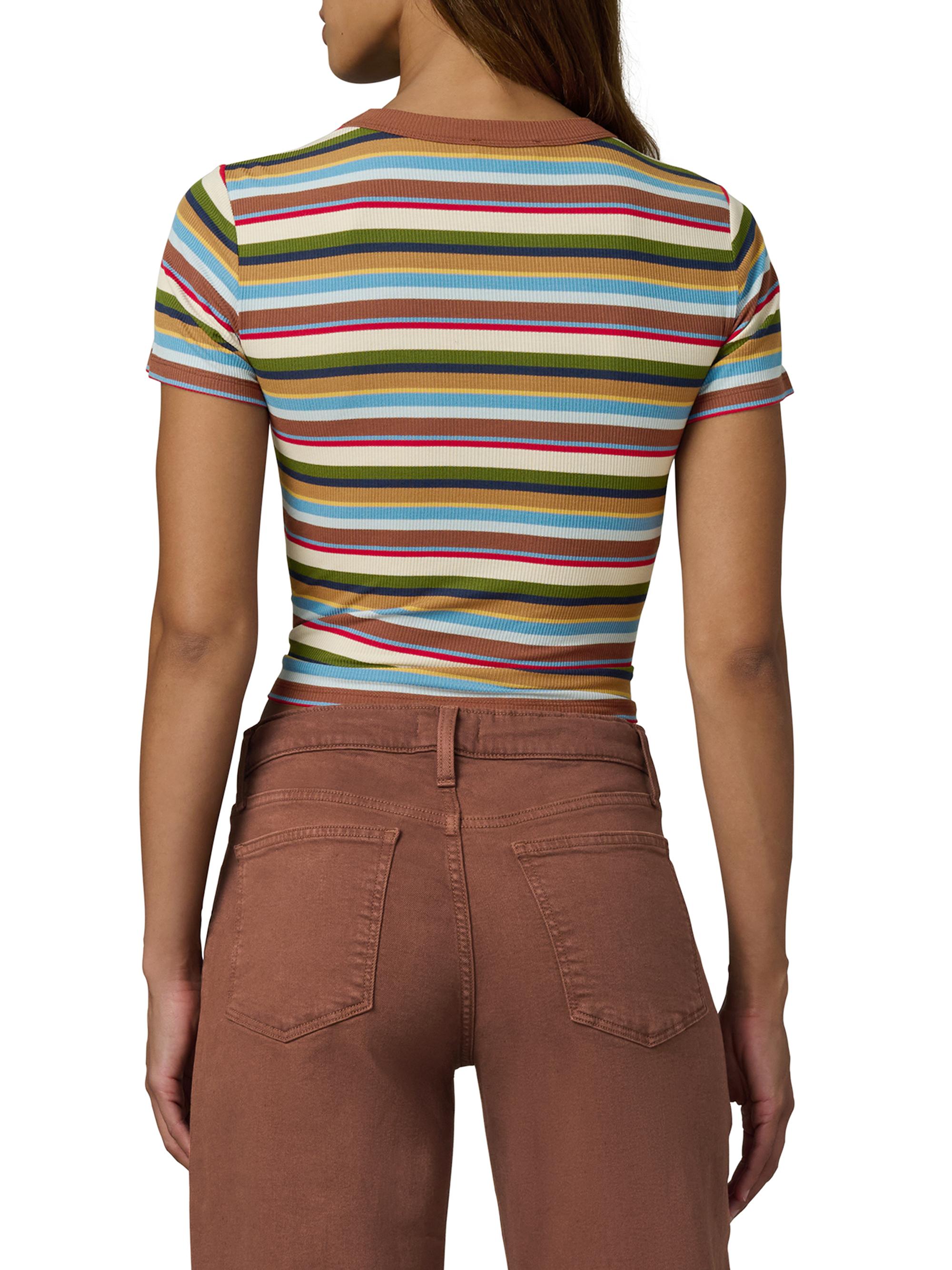 Joe's Jeans Women's The Baby Striped T-Shirt - Multi Variegated Stripe | Thumbnail 5