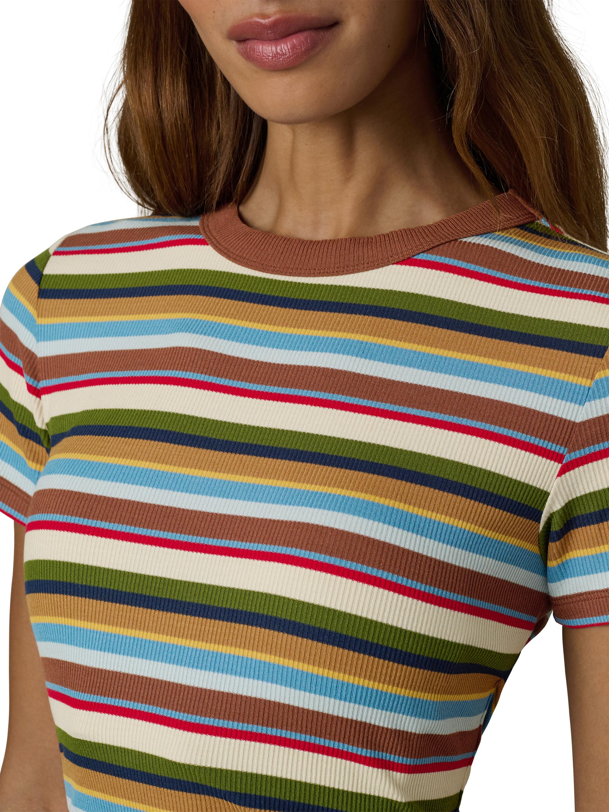 Joe's Jeans Women's The Baby Striped T-Shirt - Multi Variegated Stripe | Thumbnail 6