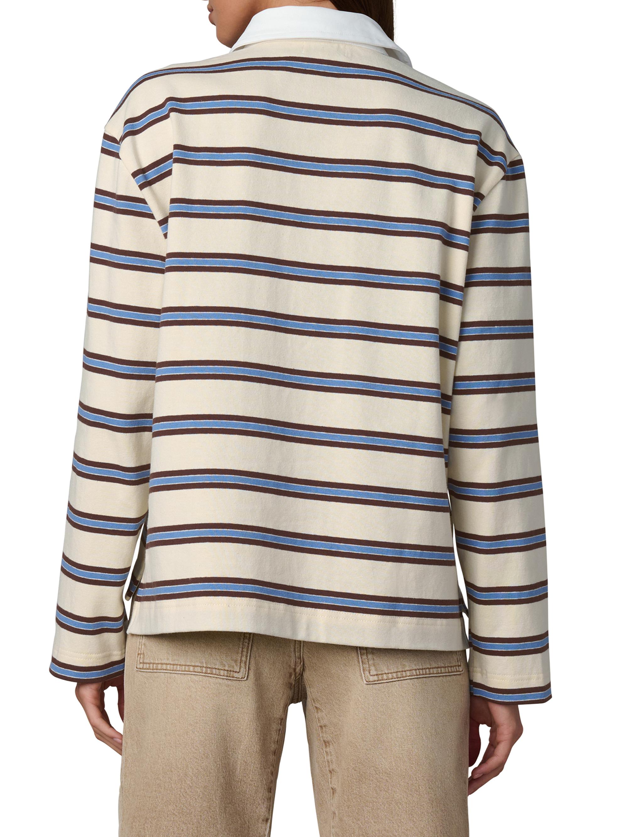 Joe's Jeans Women's Dylan Striped Cotton Oversized Rugby Shirt - Ecru Azure Multi | Thumbnail 5