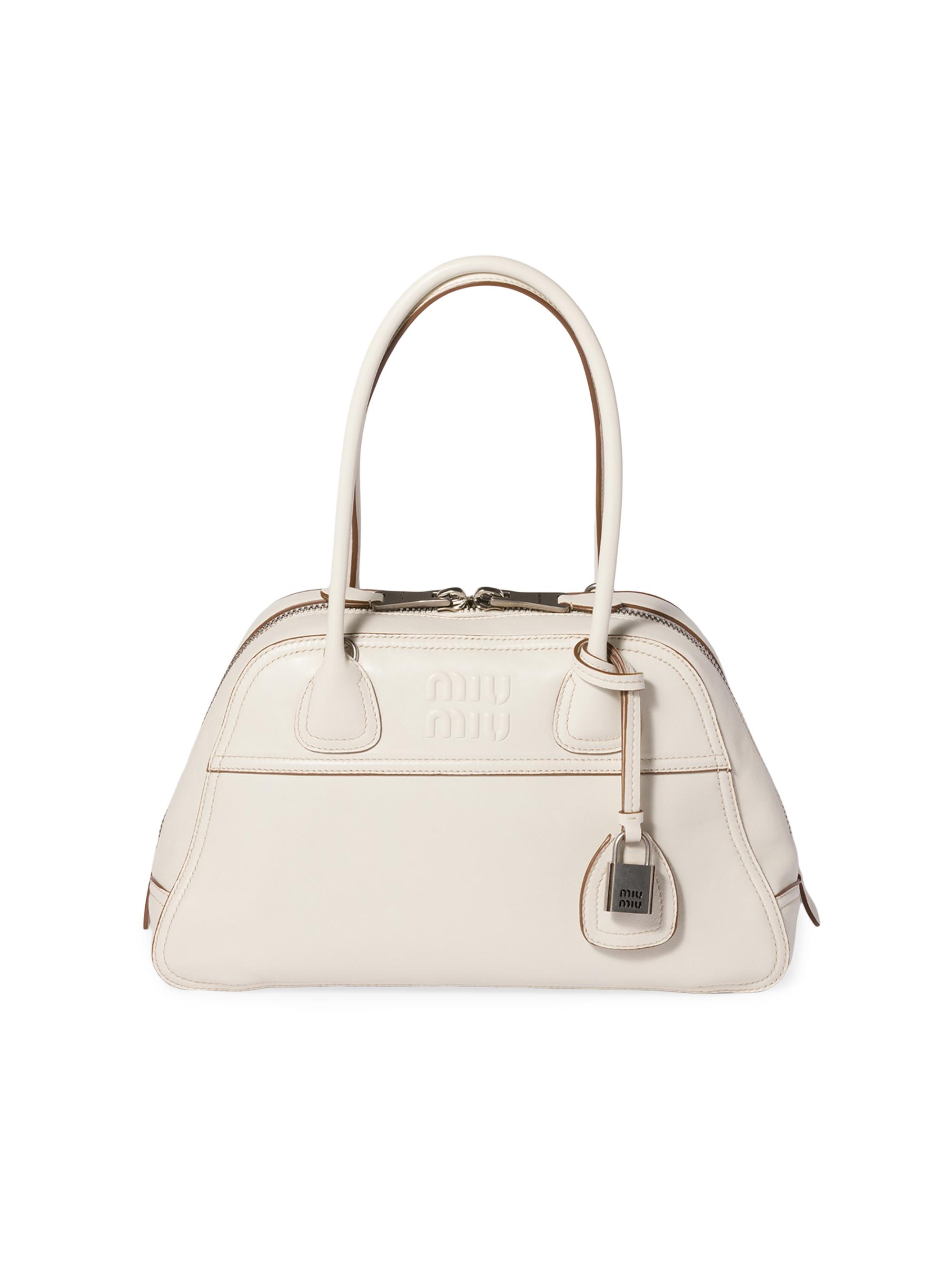 Miu Miu Women's Vivant Leather Top Handle Bag - Beige Khaki