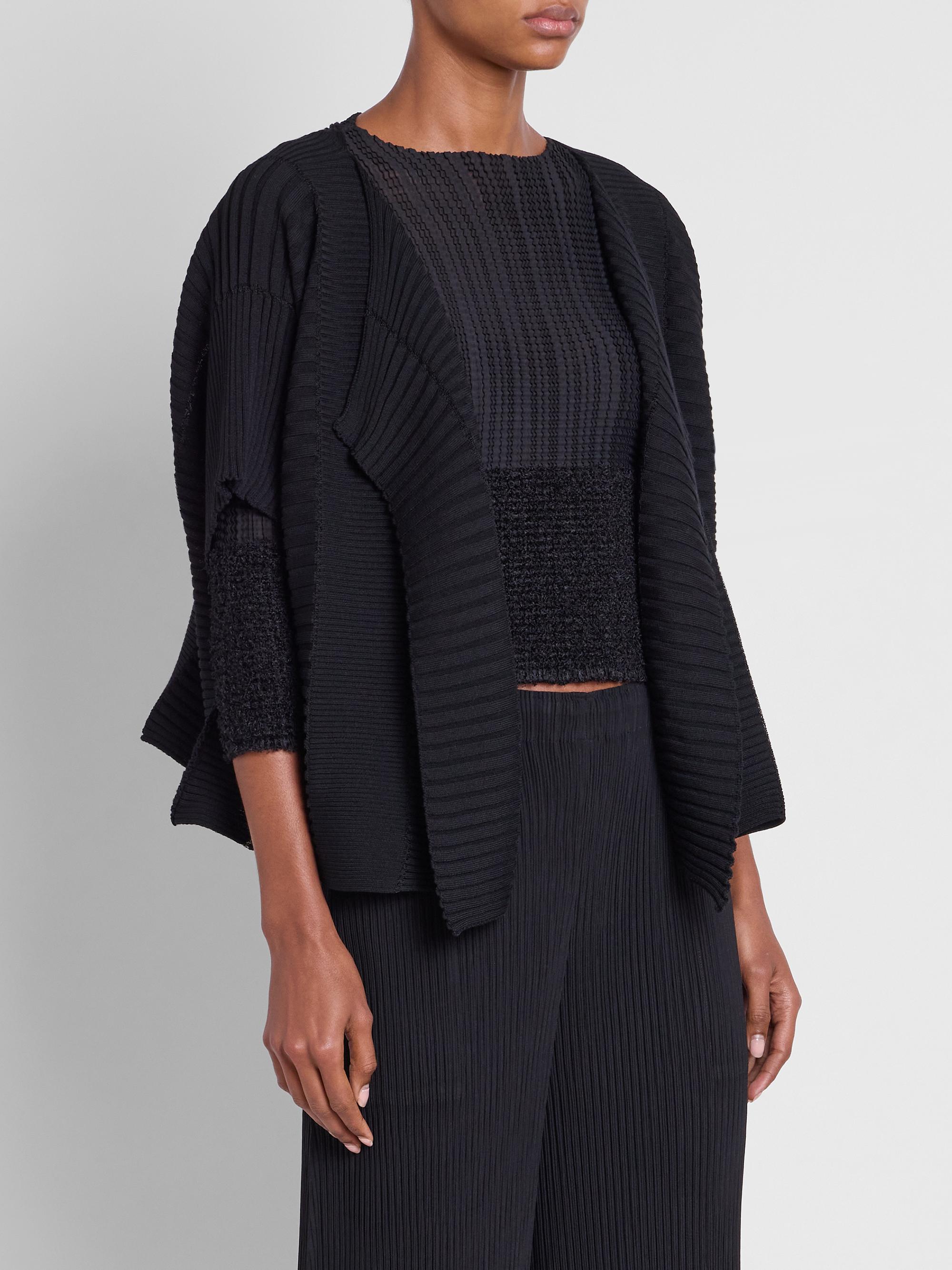 1999AW ISSEY MIYAKE ブラック 黒 マフラー 立体3Dニット Issey Miyake Ribbed Open-Front Cardigan | Saks Fifth Avenue