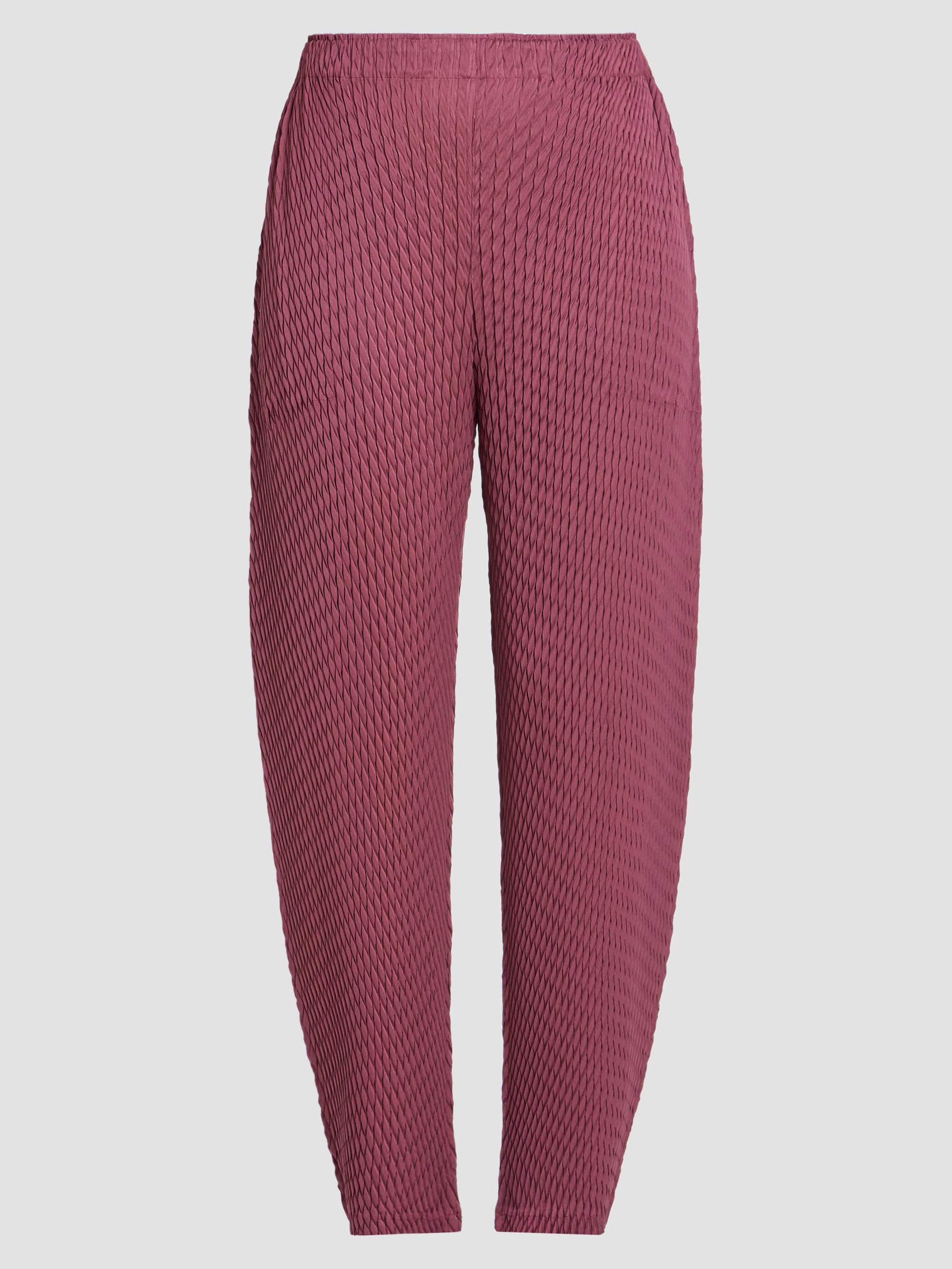 Issey Miyake Women's Sleek Pleats Pants - Burgundy | Thumbnail 6