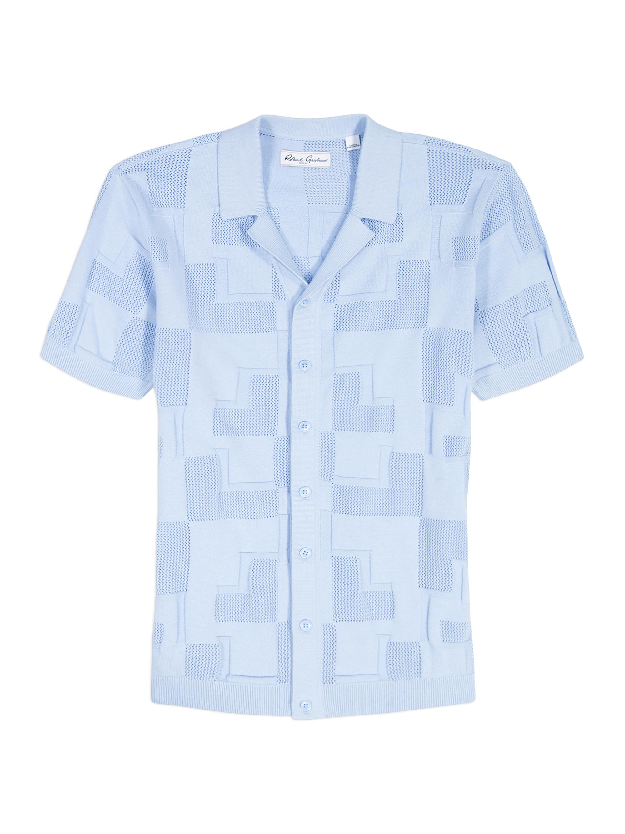 Robert Graham Men's Drayford Jacquard Short-Sleeve Shirt - Light Blue