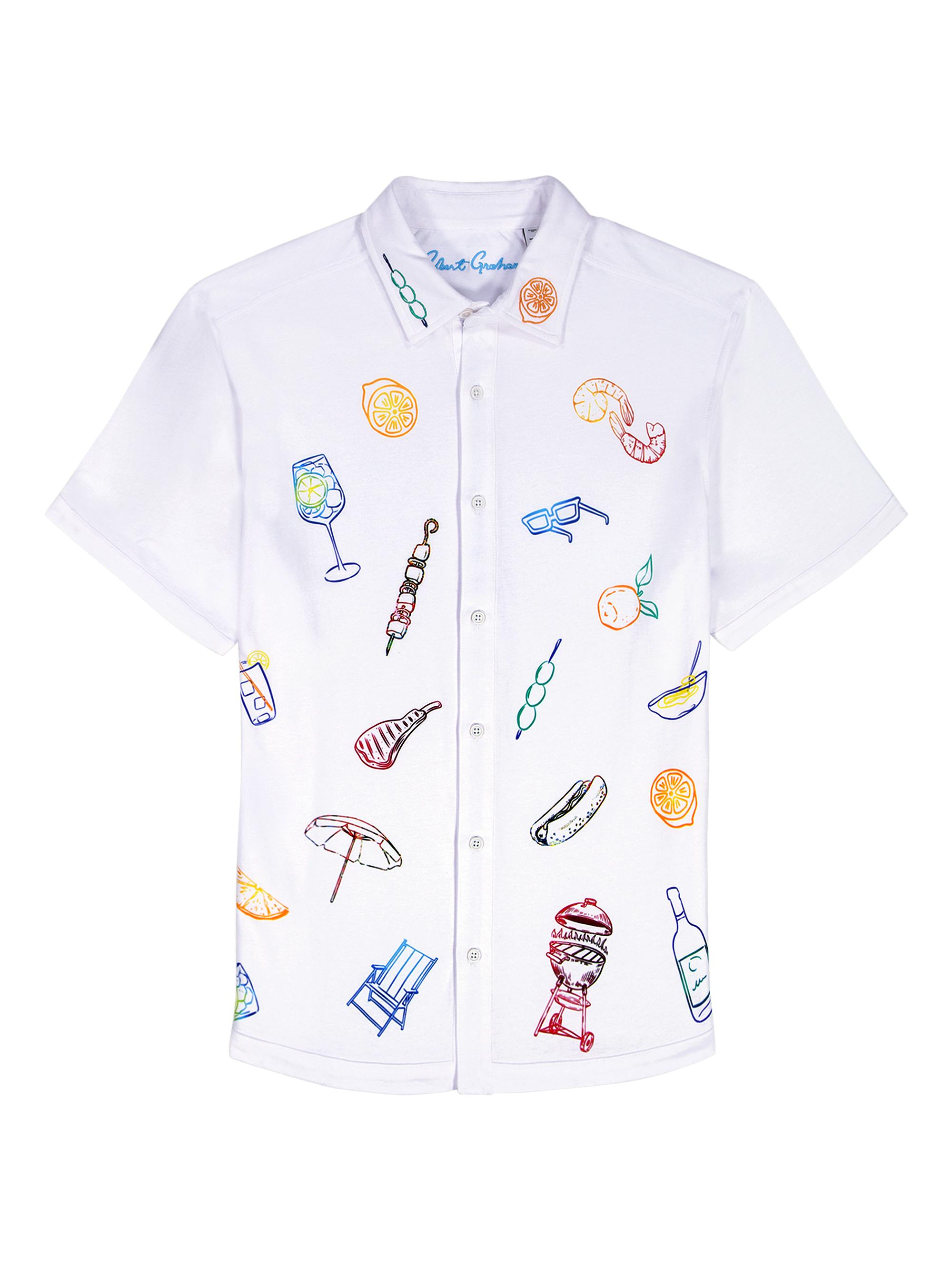 Robert Graham Men's Out Of Office Cotton Short-Sleeve Shirt - White