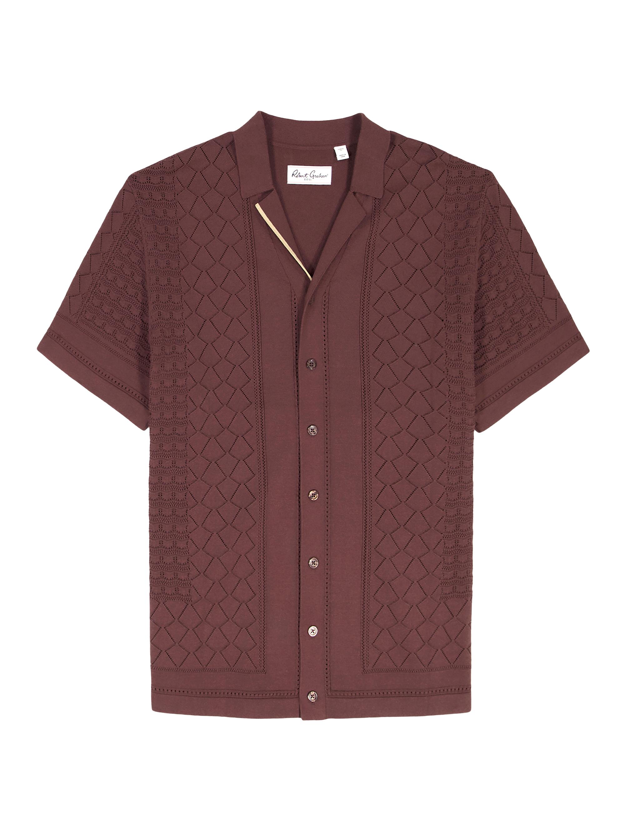Robert Graham Men's Delmar Geometric Cotton Button-Front Sweater - Brown