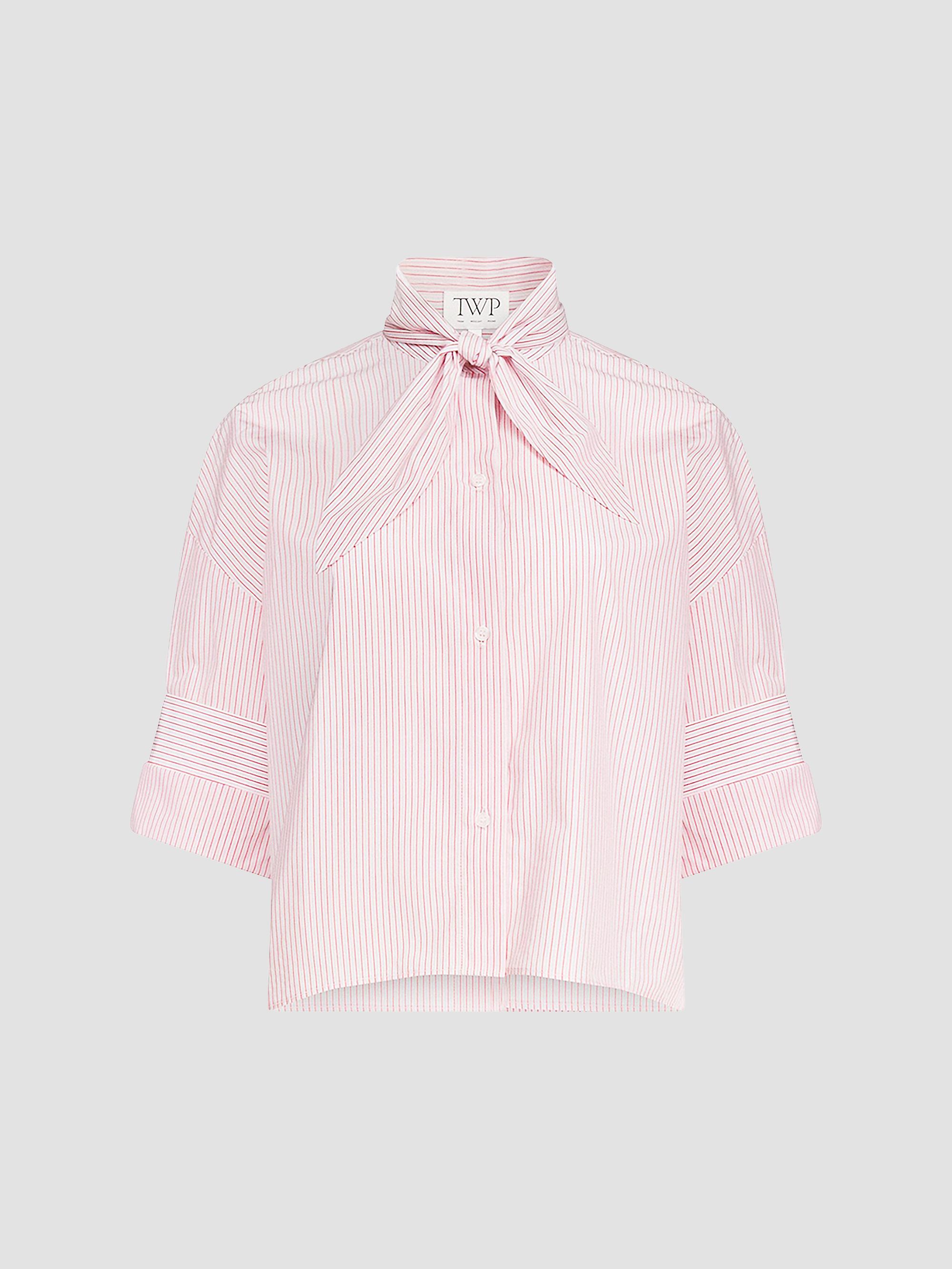 TWP Women's Tie One On Striped Cotton Top - White Red | Thumbnail 7
