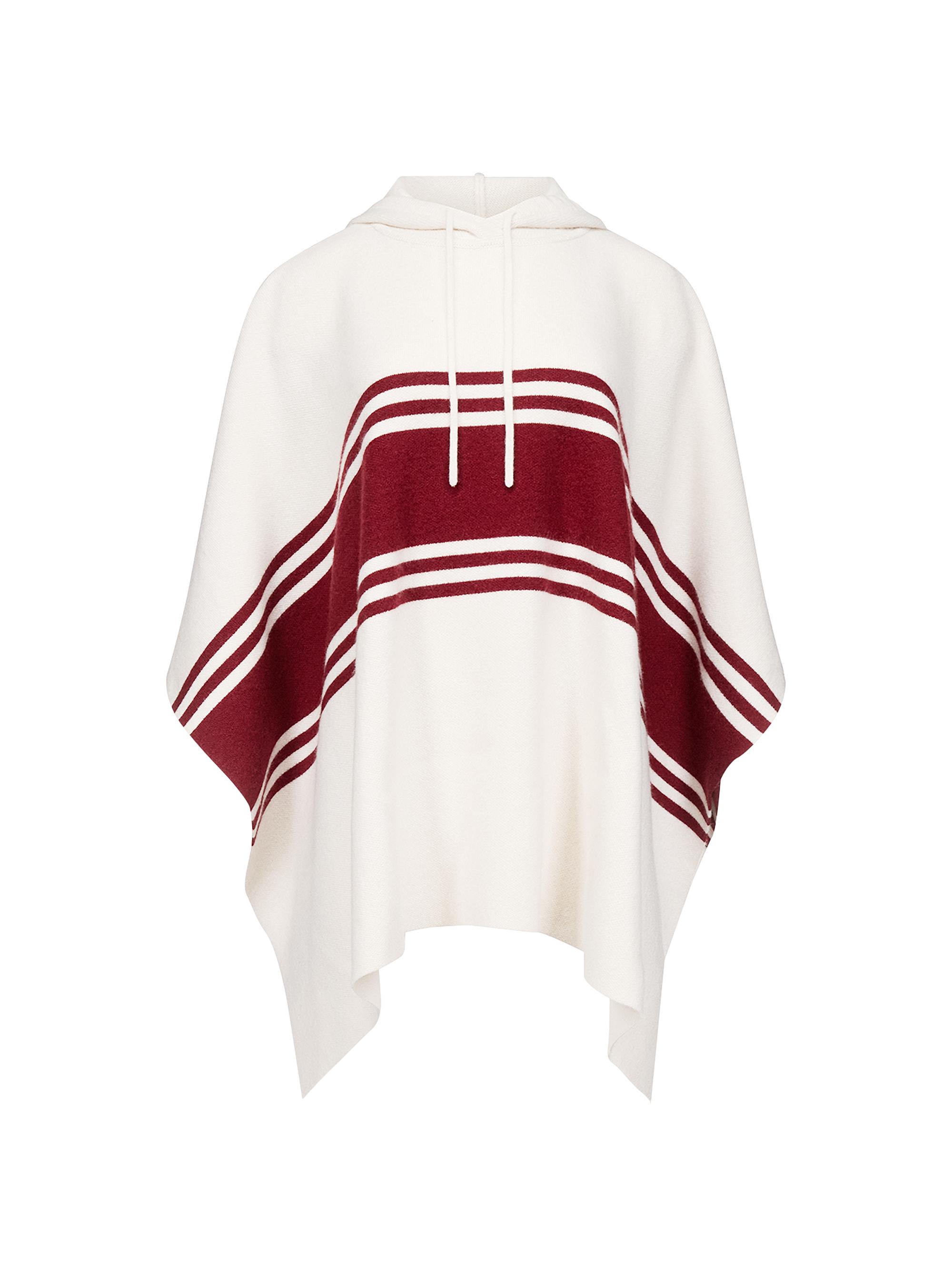 TWP Women's Striped Cashmere Hooded Poncho -  Karanada Red | Thumbnail 6