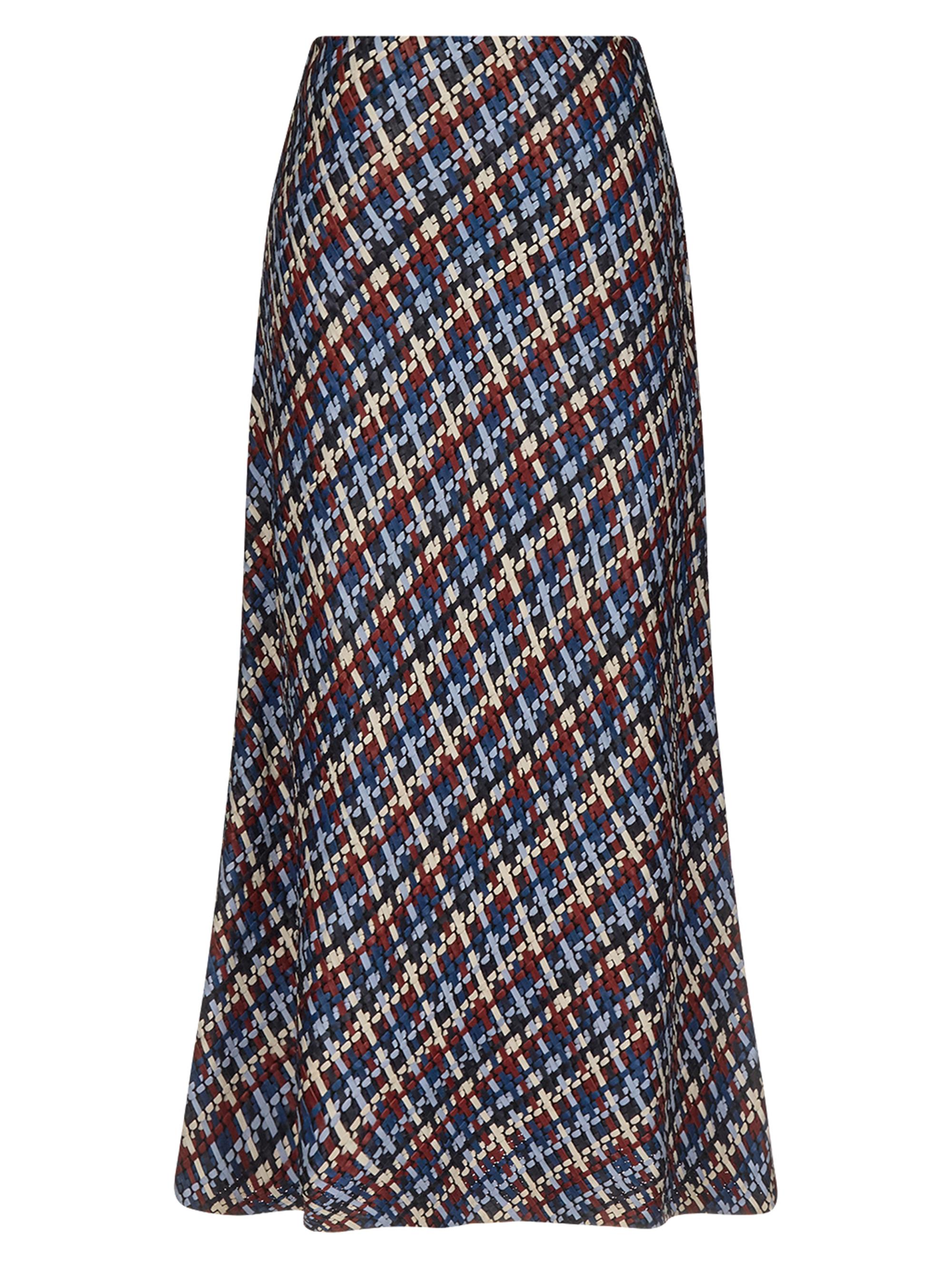 TWP Women's Woven Leather A-Line Midi-Skirt - Blue Multi