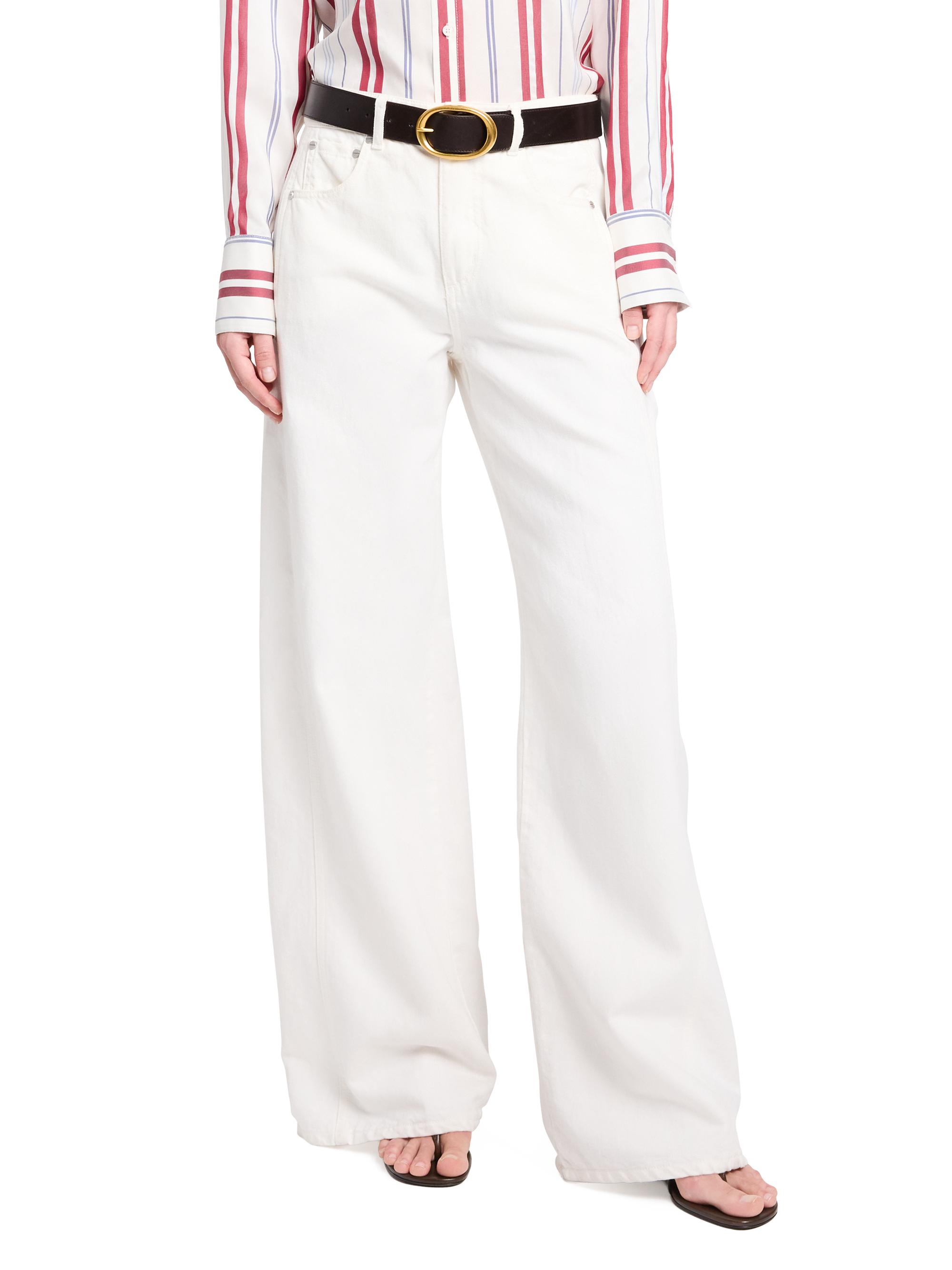 TWP Women's West 11th St Cotton-Linen Wide-Leg Jeans - White | Thumbnail 3