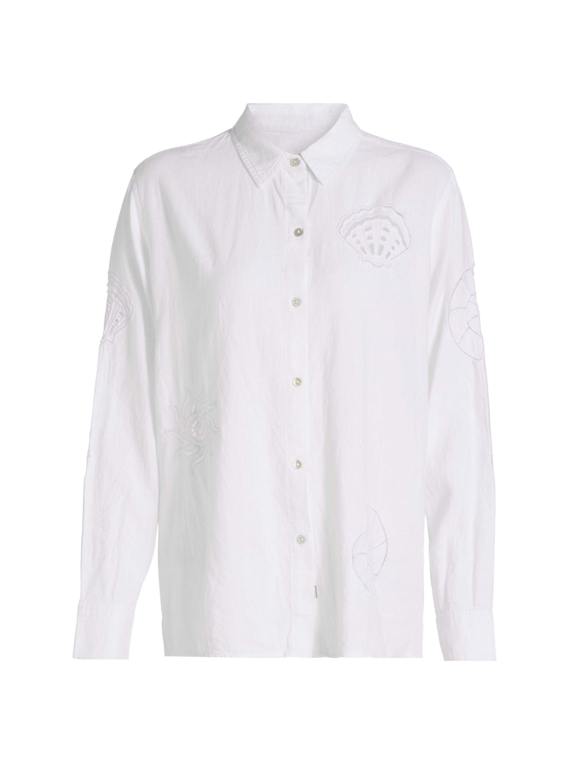 Rails Women's Charli Eyelet Embroidered Linen-Blend Shirt - White Seashells