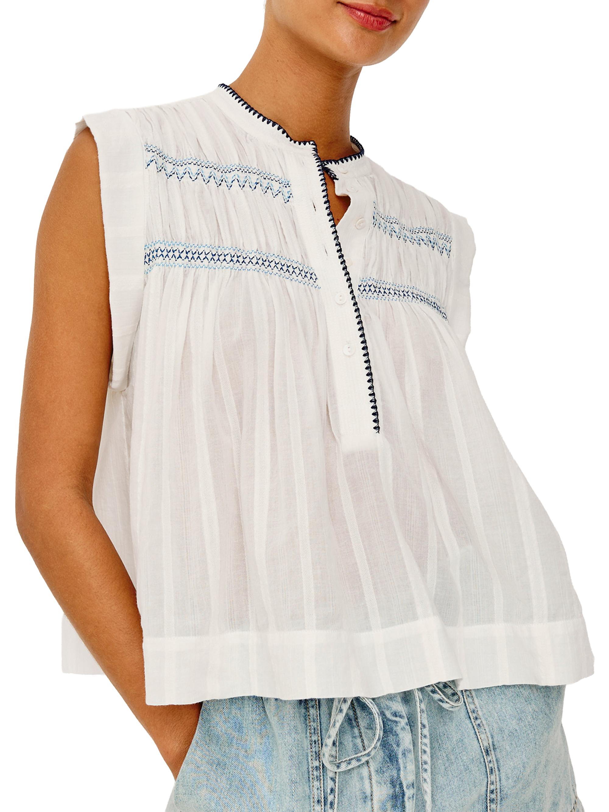 Rails Women's Willow Pleated Cotton Top - White | Thumbnail 3