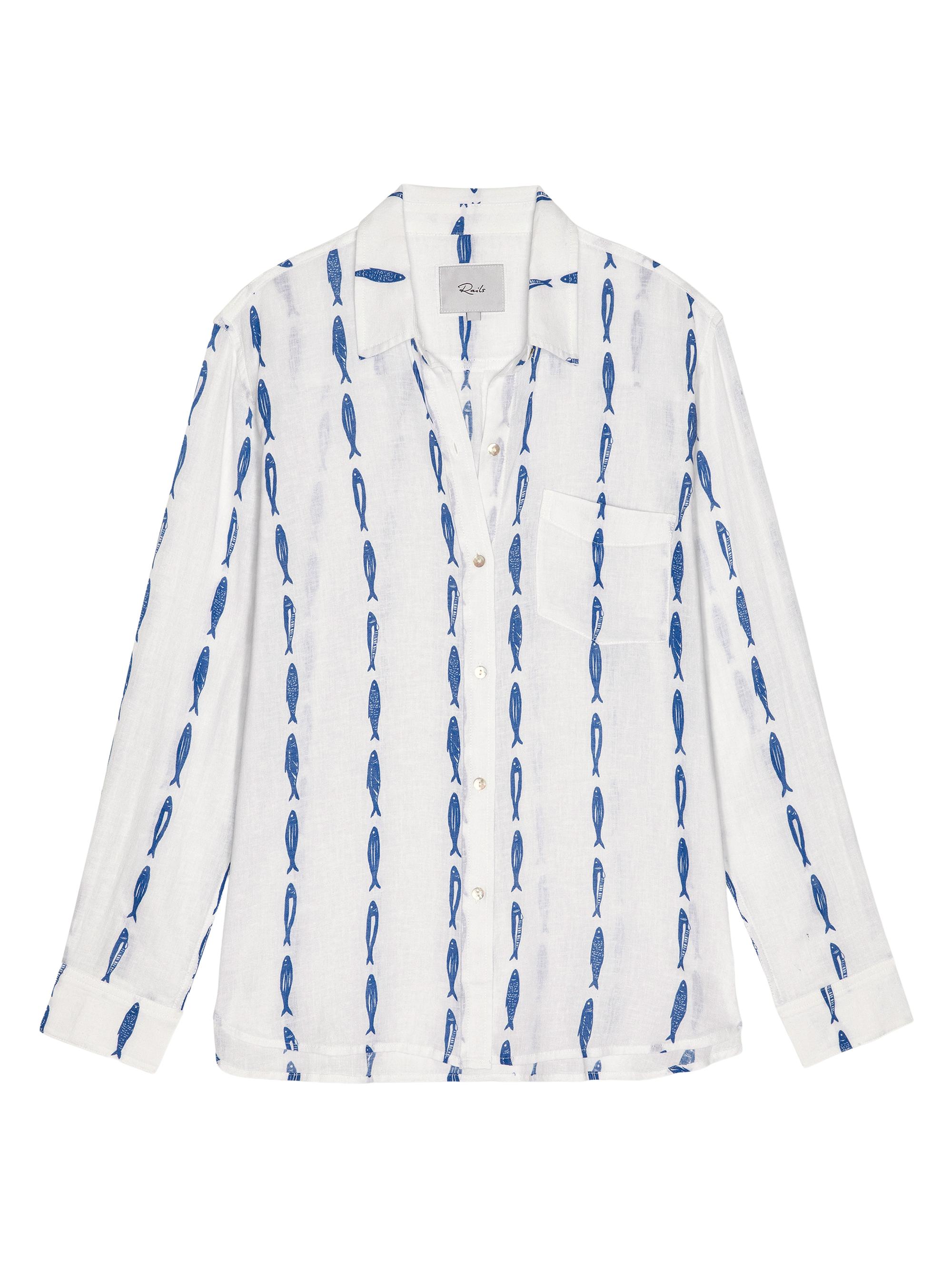 Rails Women's Charli Printed Linen-Blend Shirt - Sardines