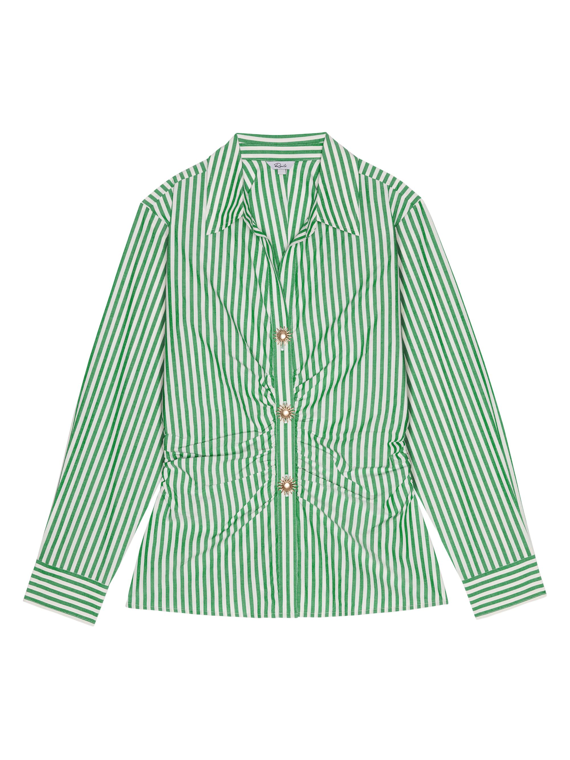 Rails Women's Carayln Striped Cotton-Blend Shirt - Emerald Stripe